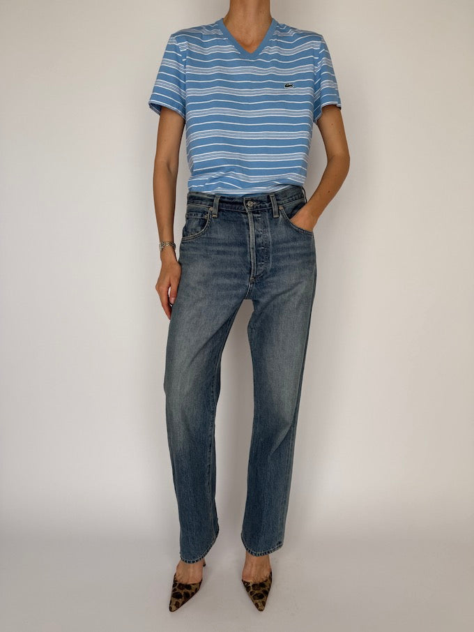 Vintage Striped Lacoste T-Shirt Blue 5920