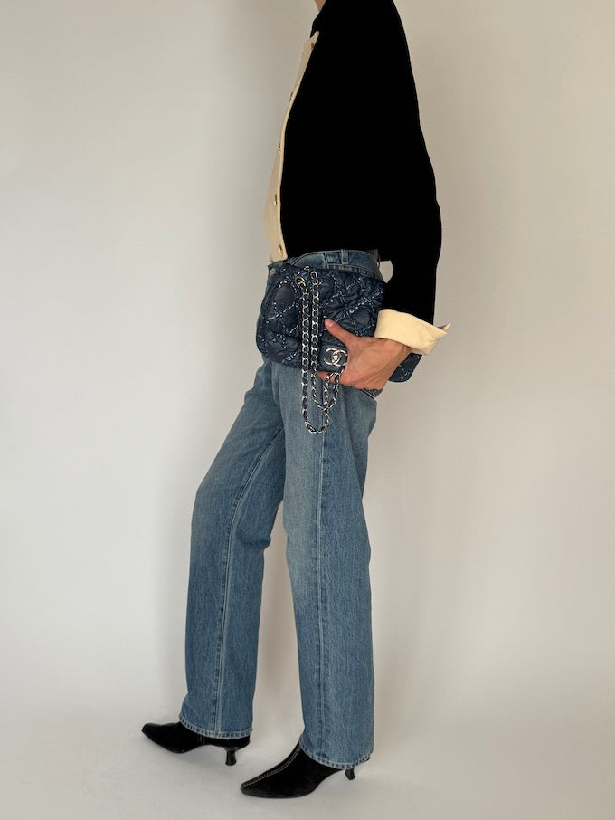 Vintage Cropped Contrast Blazer with Gold Buttons 6578