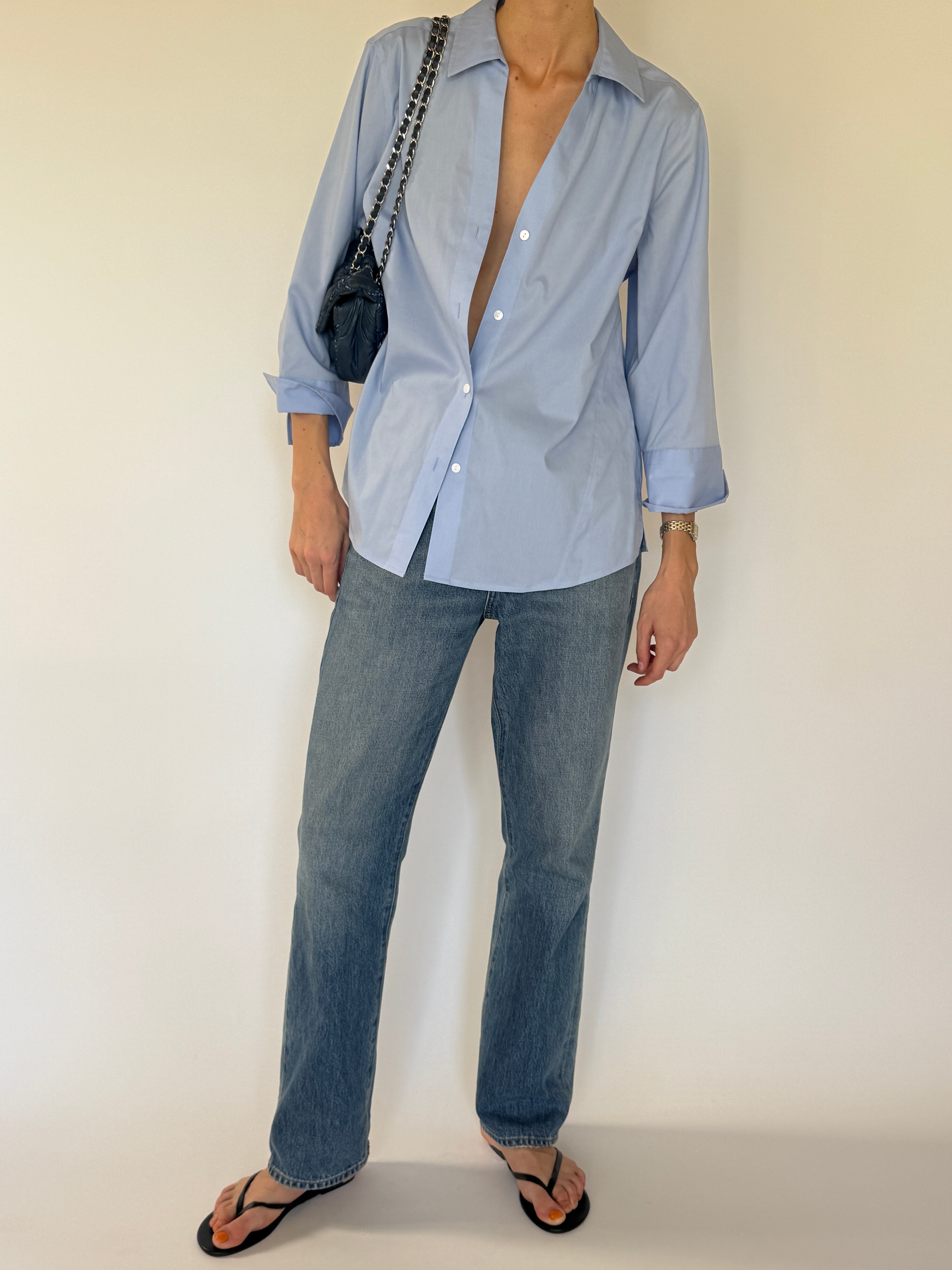 Vintage light blue button-down shirt front view