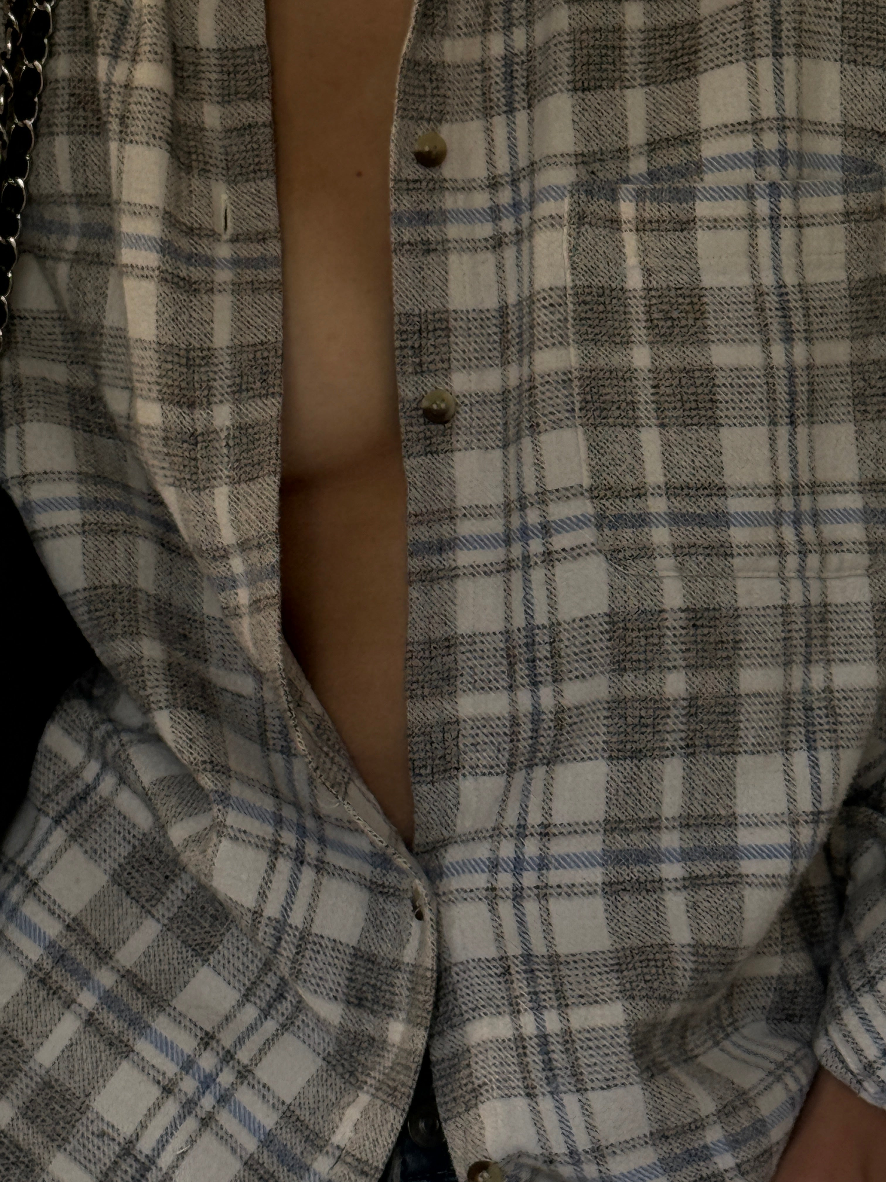 Vintage 100% cotton plaid flannel fabric close-up
