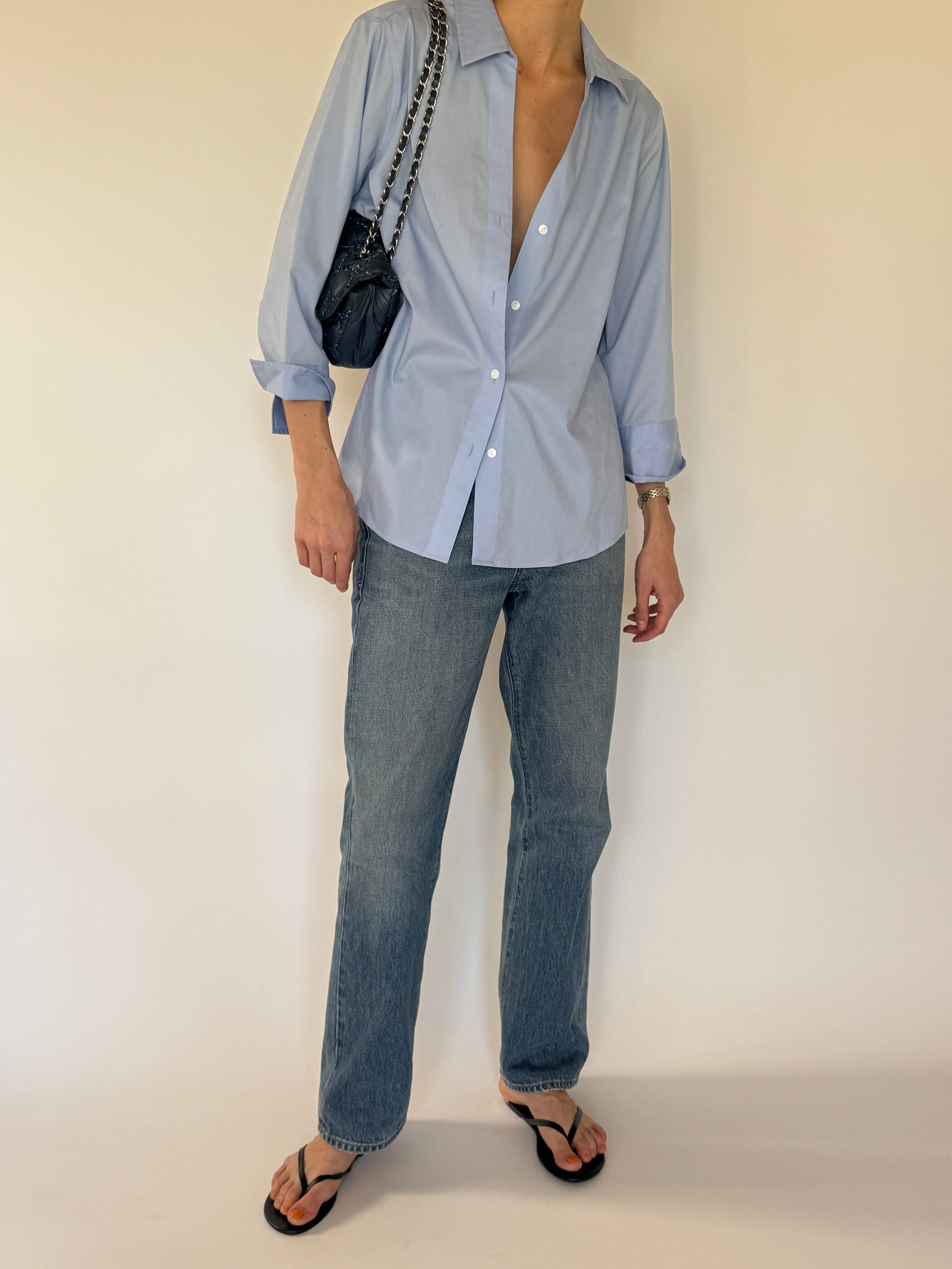 Vintage light blue button-down shirt front view