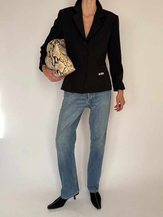 Vintage Fitted Black Blazer Jacket 6580