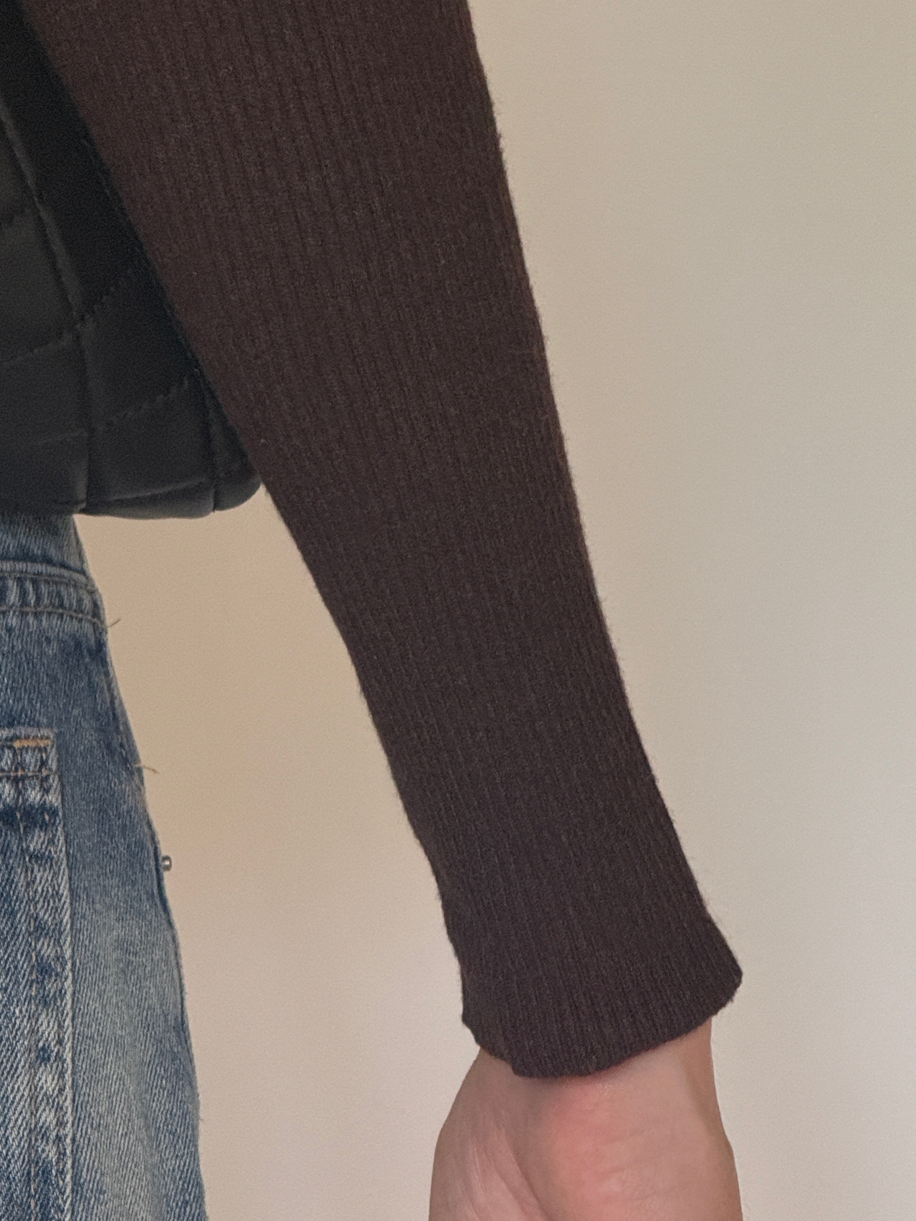 Vintage chocolate brown directional knit detail