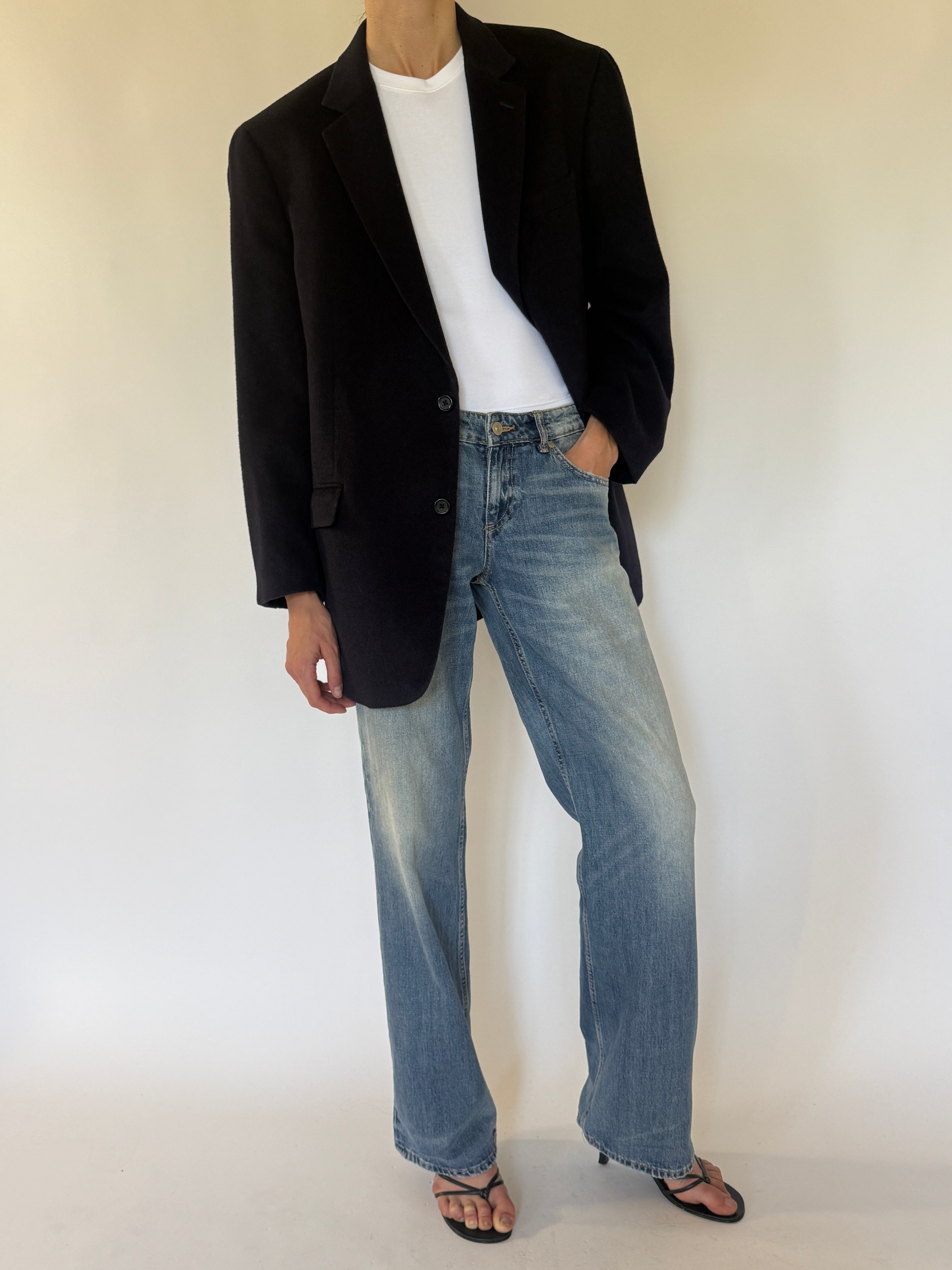 Vintage Michael Kors navy blazer front view.