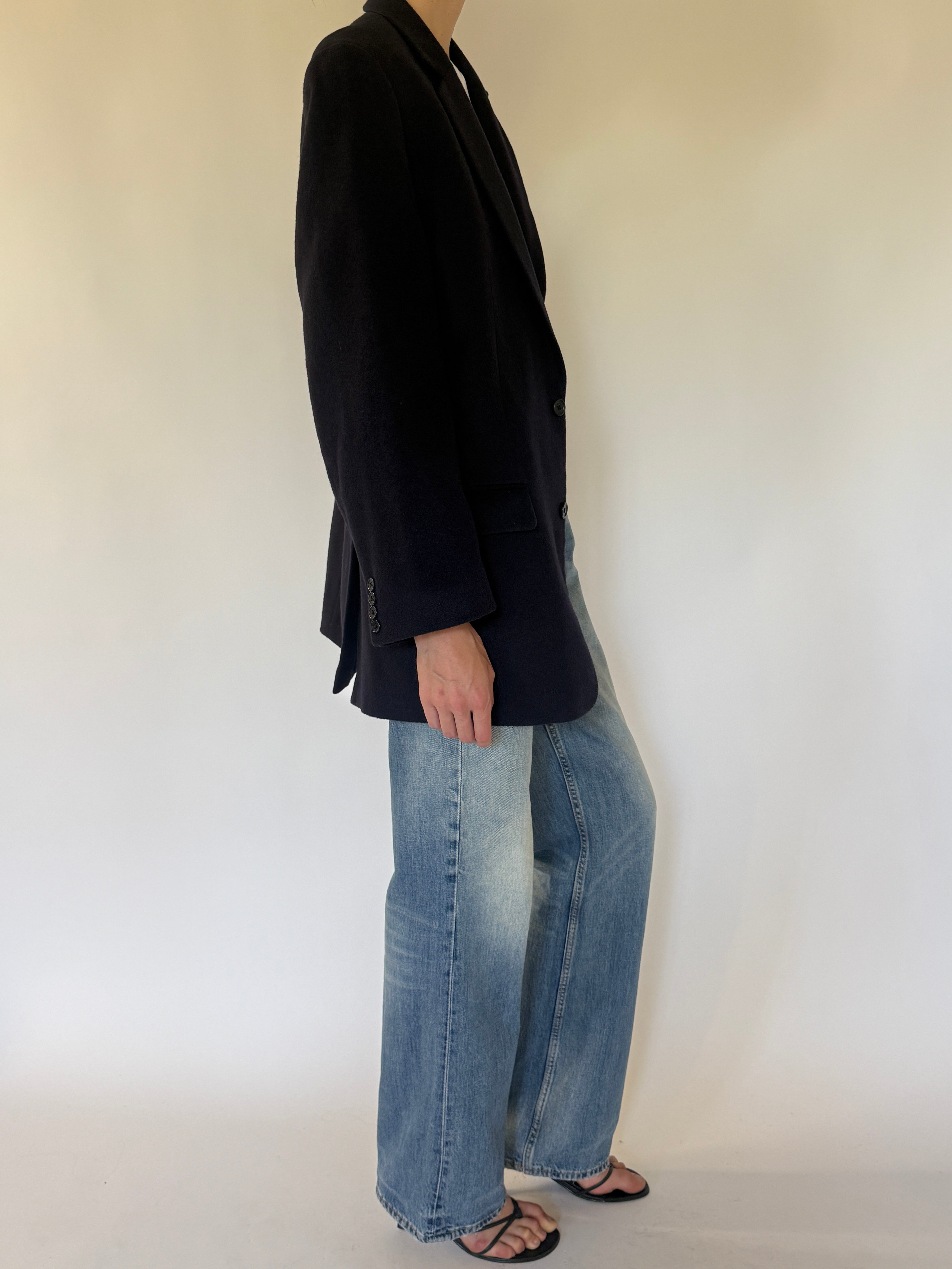 Vintage Michael Kors navy blazer side view.