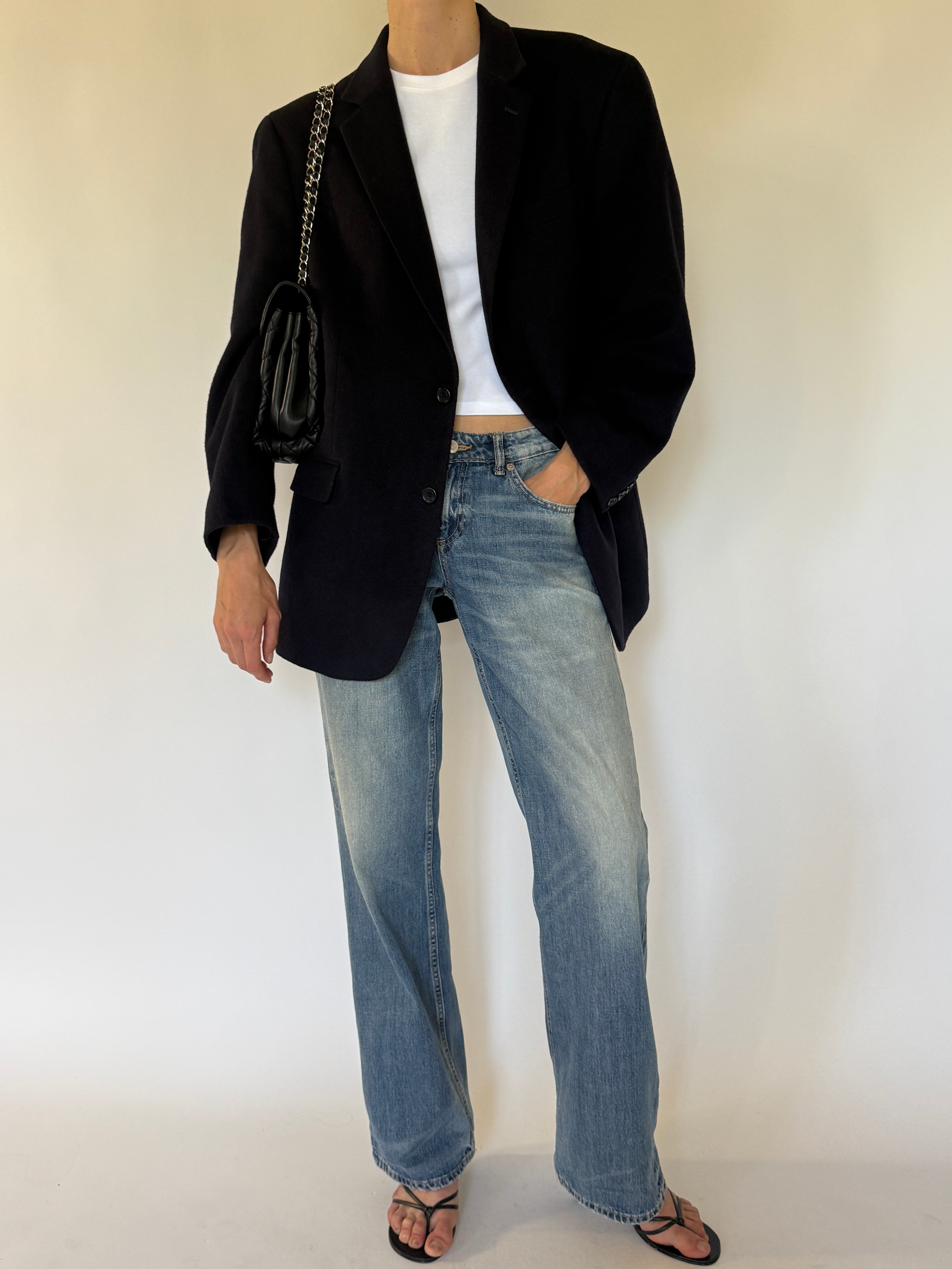 Vintage Michael Kors navy blazer front view.