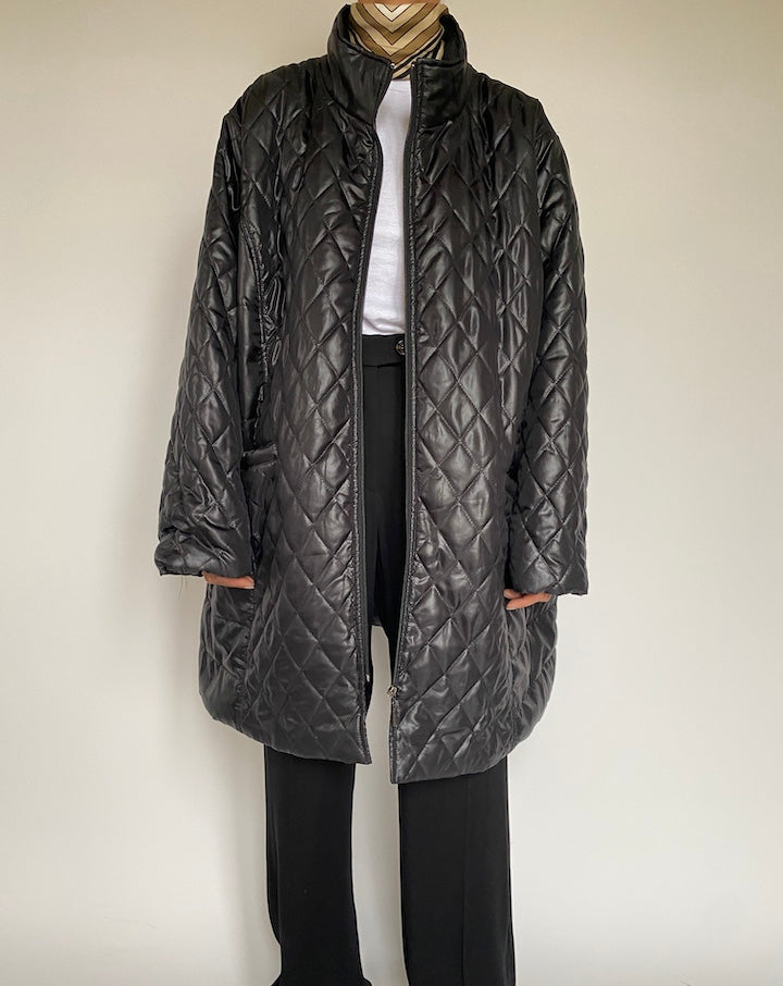 VINTAGE BEAUTIFUL BLACK QUILTED JACKET 2152
