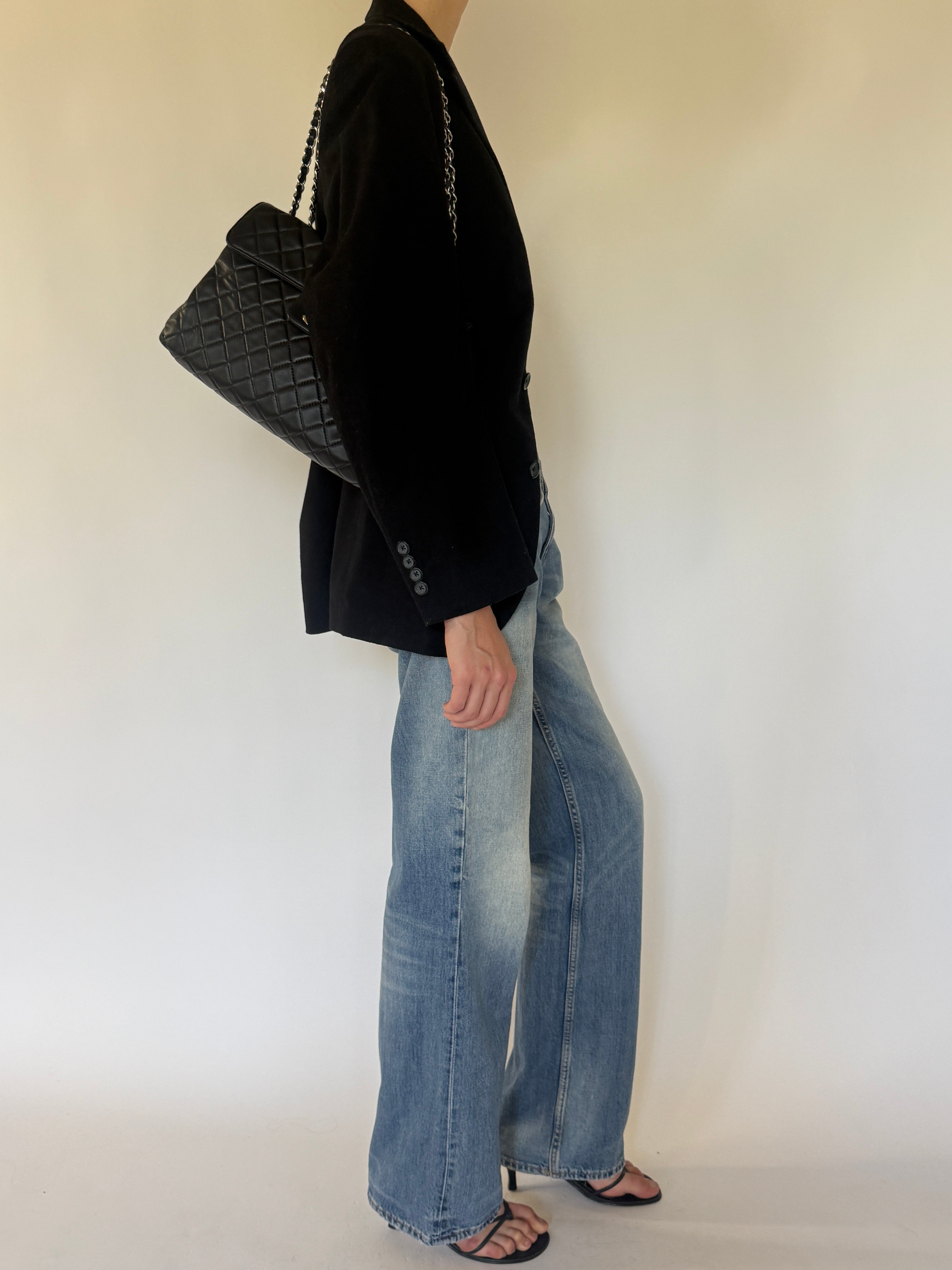 Vintage Oscar de la Renta black blazer side profile