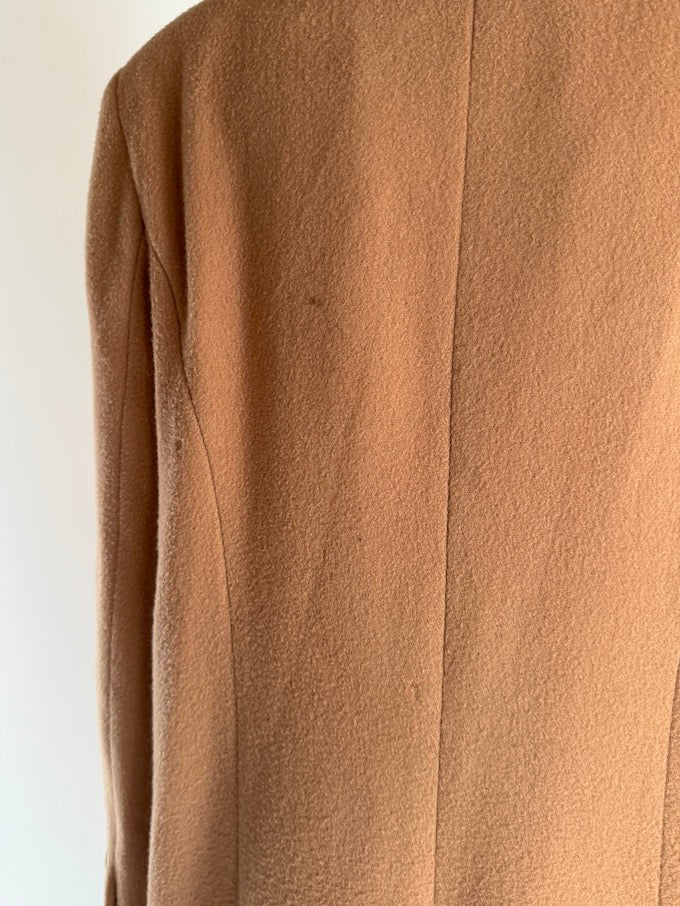 Vintage Camel Wool Coat With Fur Collar