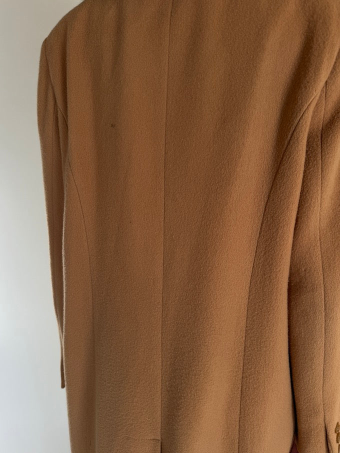 Vintage Camel Wool Coat With Fur Collar
