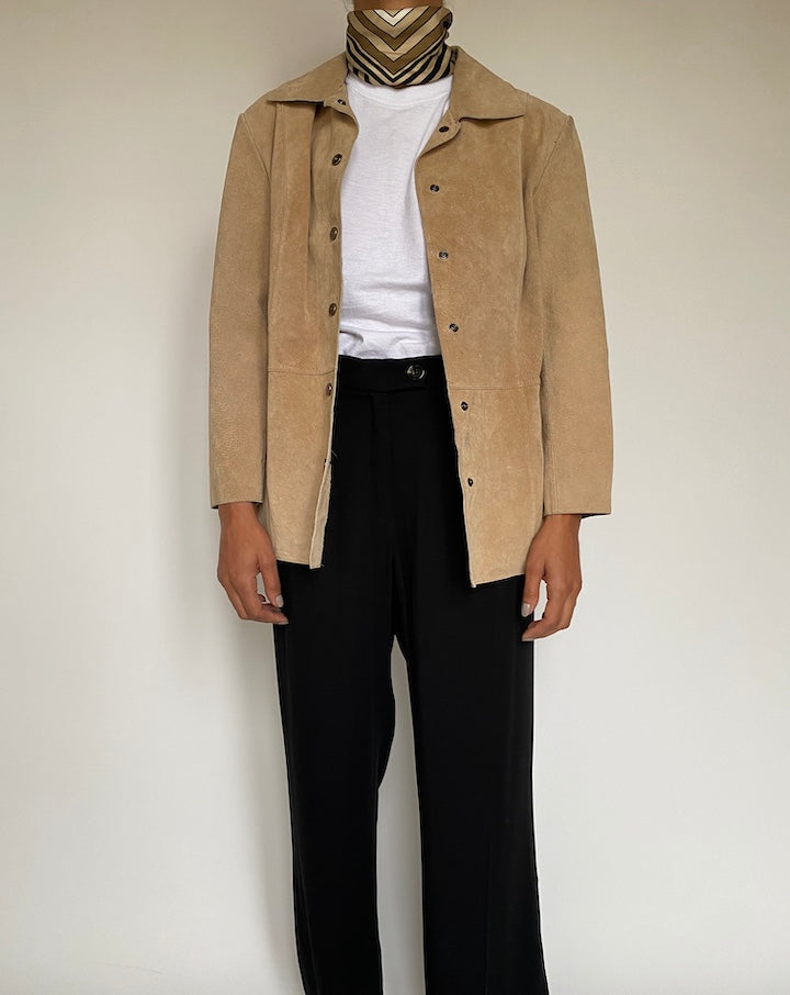 VINTAGE BEIGE SUEDE LEATHER JACKET 2153