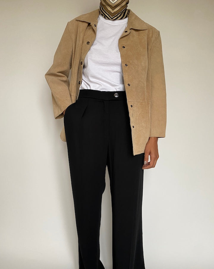 VINTAGE BEIGE SUEDE LEATHER JACKET 2153