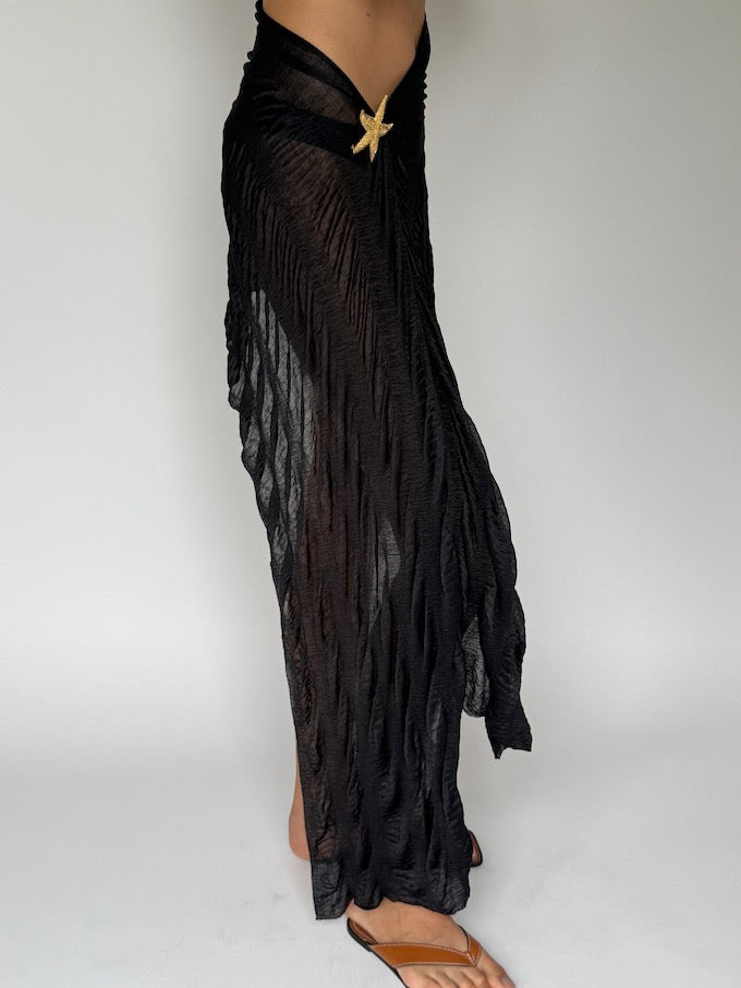 Vintage Beach Sarong Black