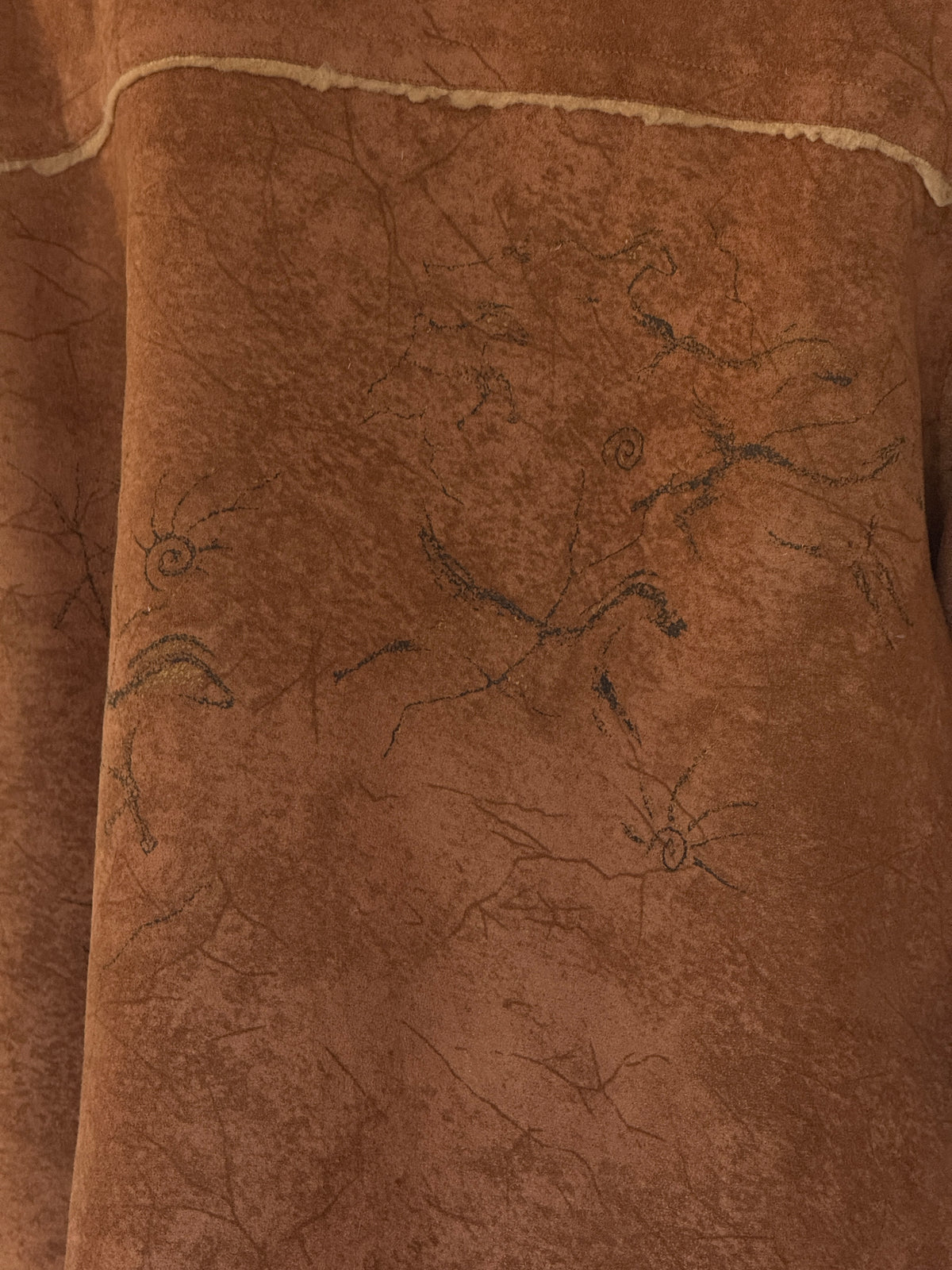 Vintage brown faux suede fabric close-up