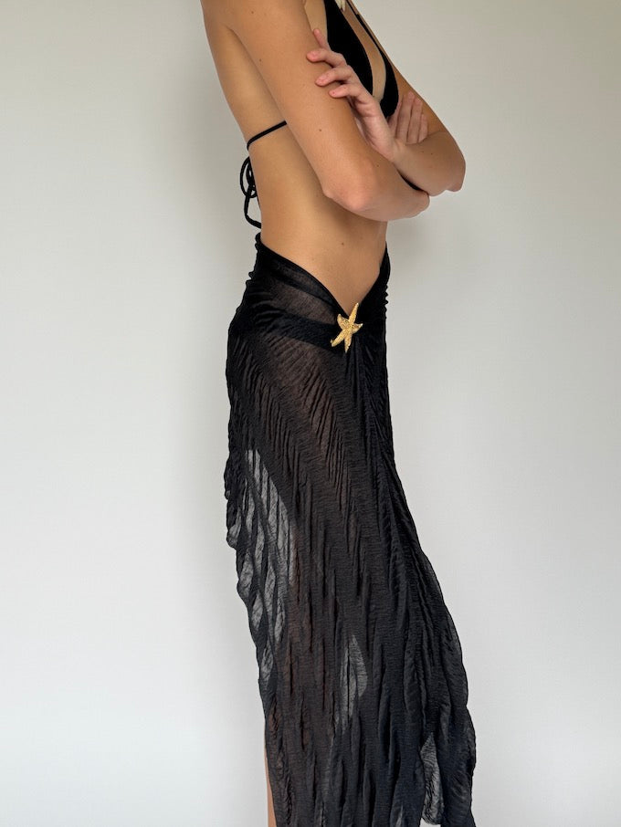 Vintage Beach Sarong Black