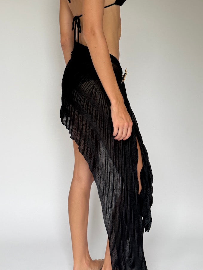 Vintage Beach Sarong Black