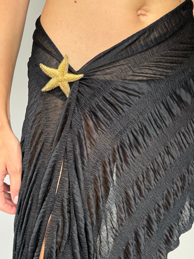 Vintage Beach Sarong Black