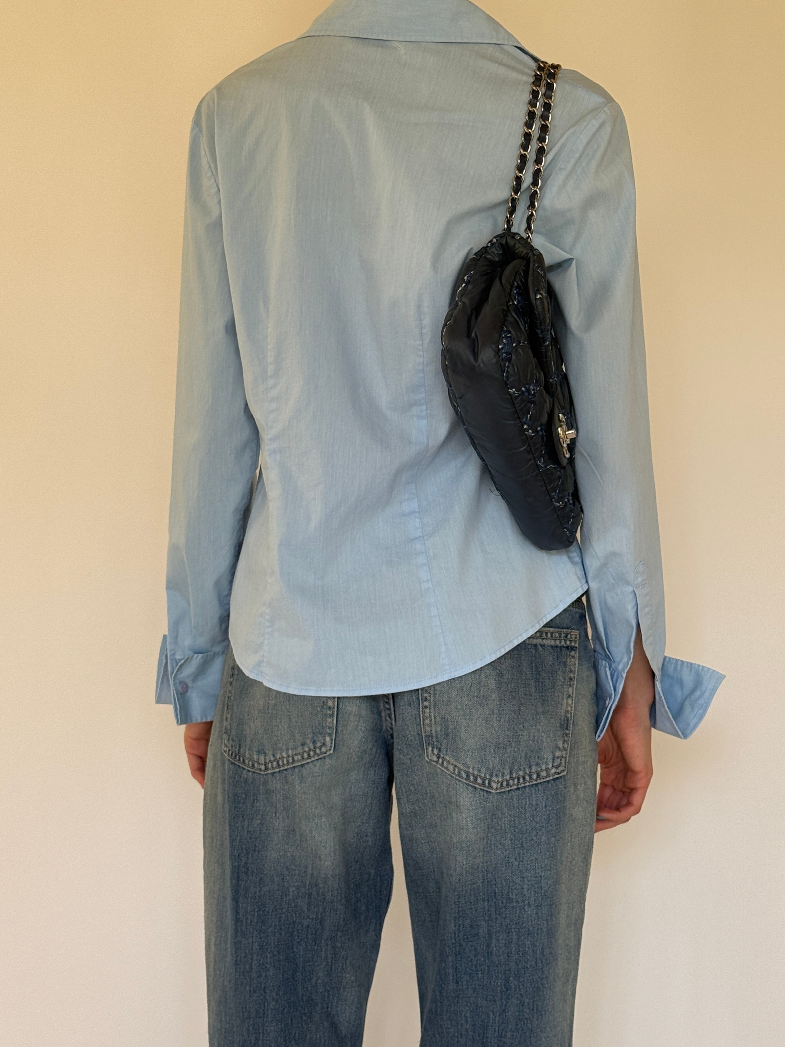 Vintage light blue cotton shirt back view