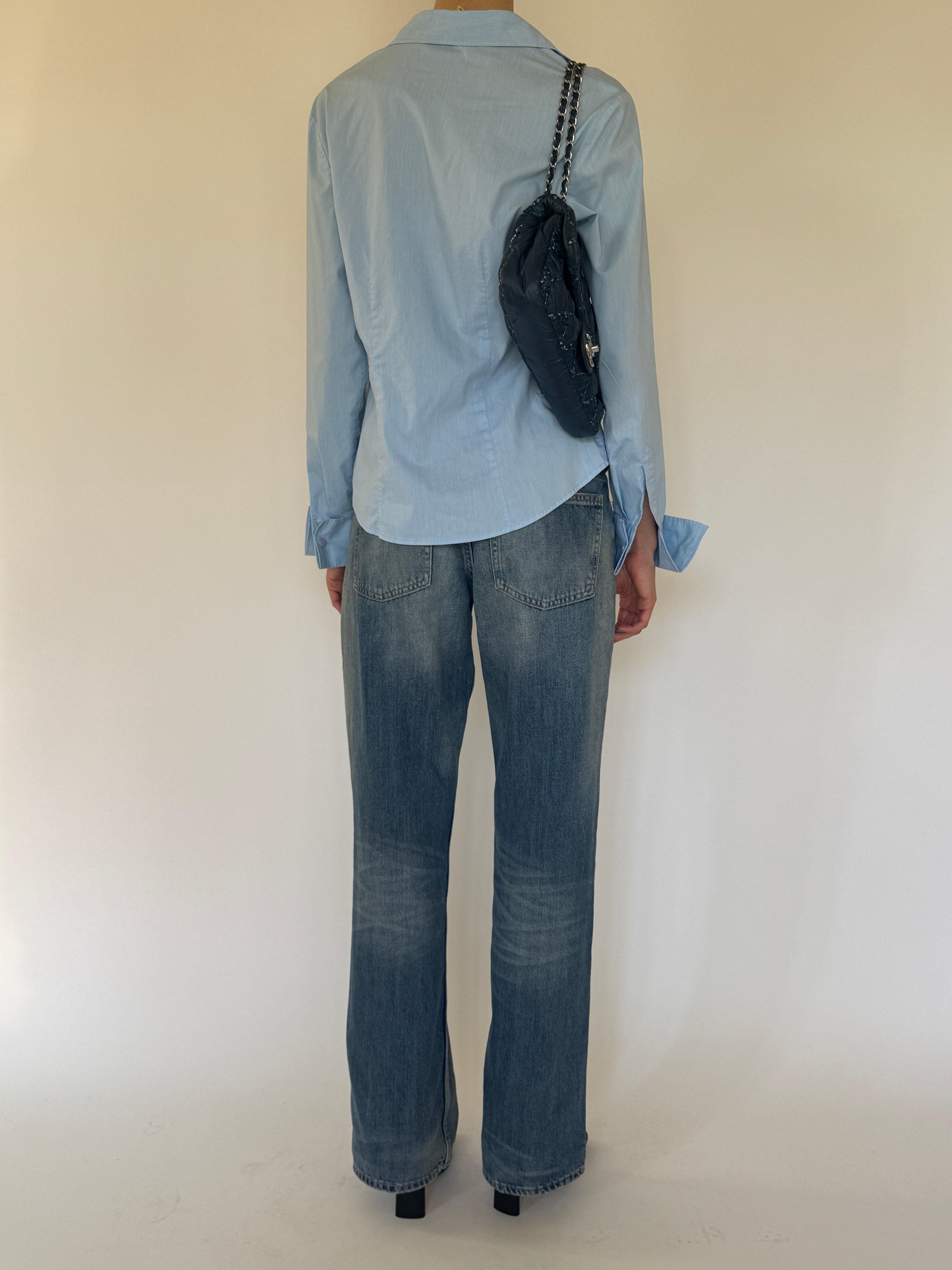 Vintage light blue cotton shirt back view