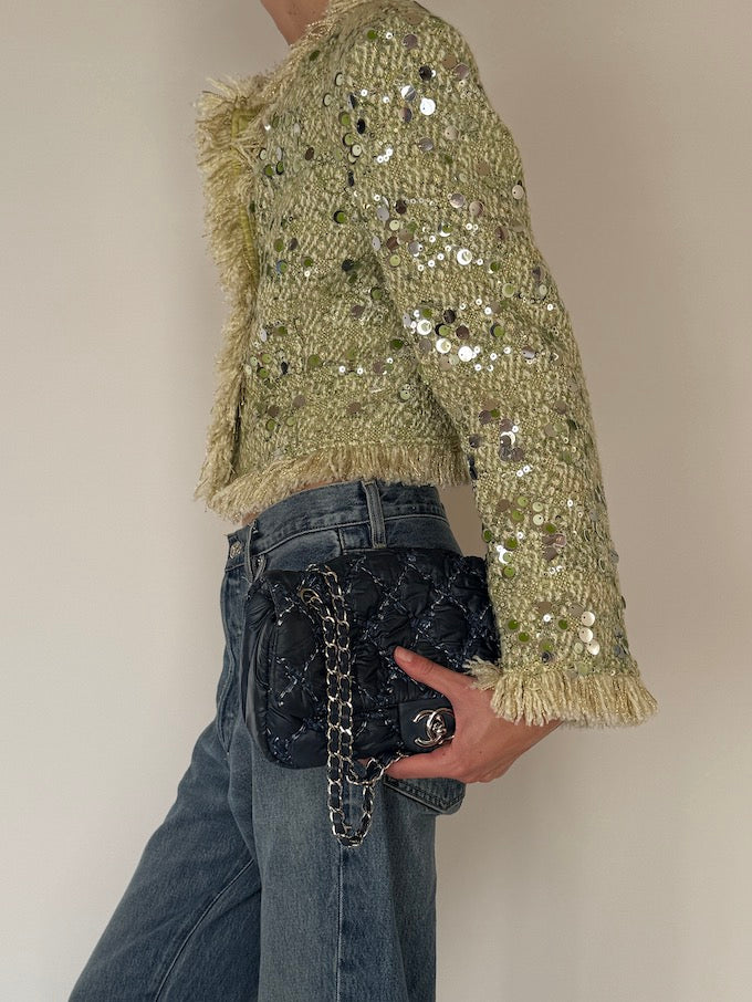 Sequin-Embellished Cropped Tweed Jacket 6582