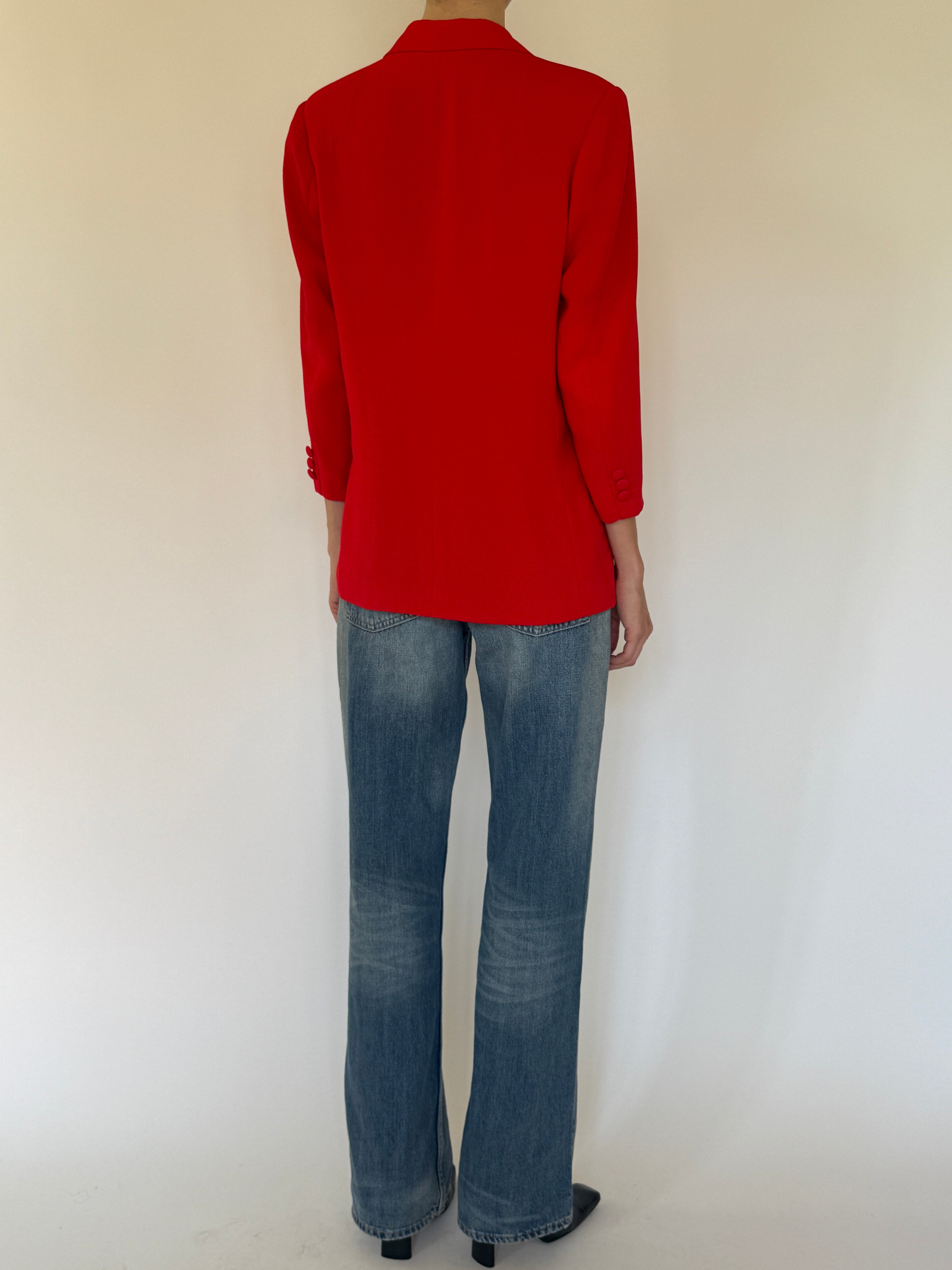 Vintage classic red tailored blazer back view