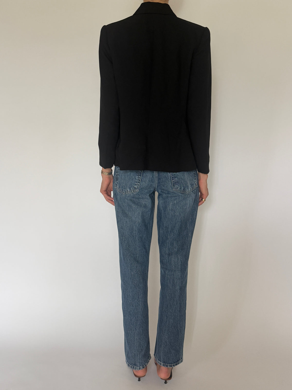 Vintage Tailored Button-Front Blazer Black 8275