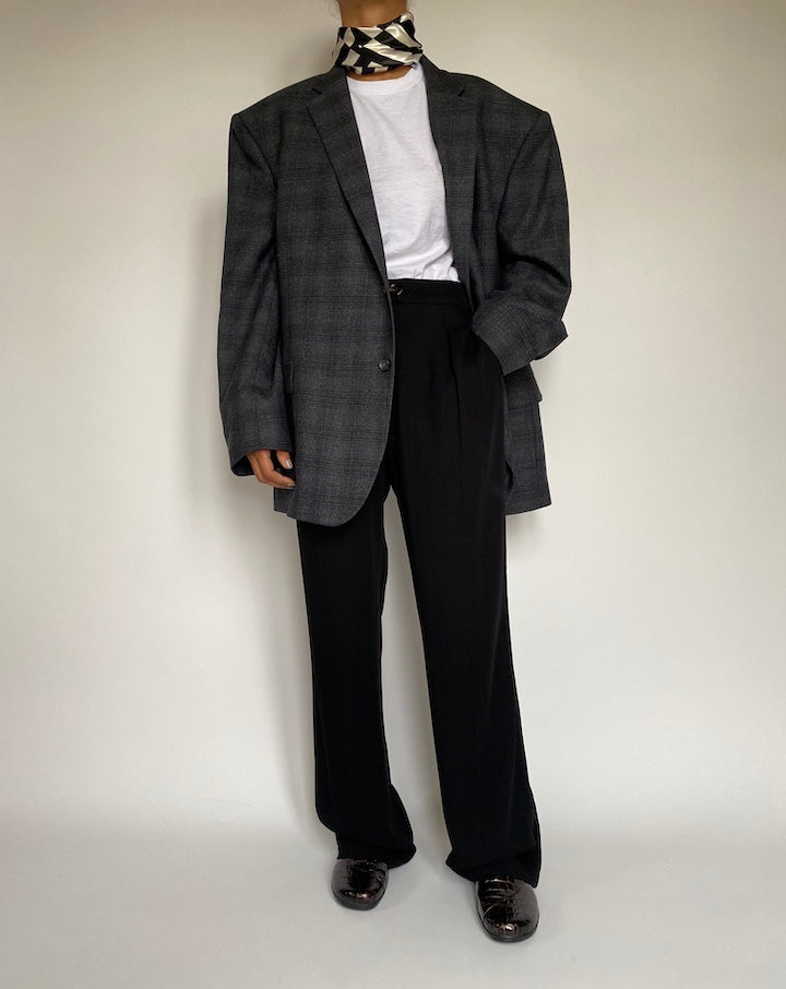 VINTAGE OVERSIZED WOOL CHECKED BLAZER 2161