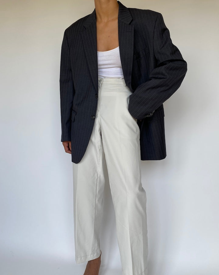 VINTAGE GREY PINSTRIPED RALPH LAUREN BLAZER 3273