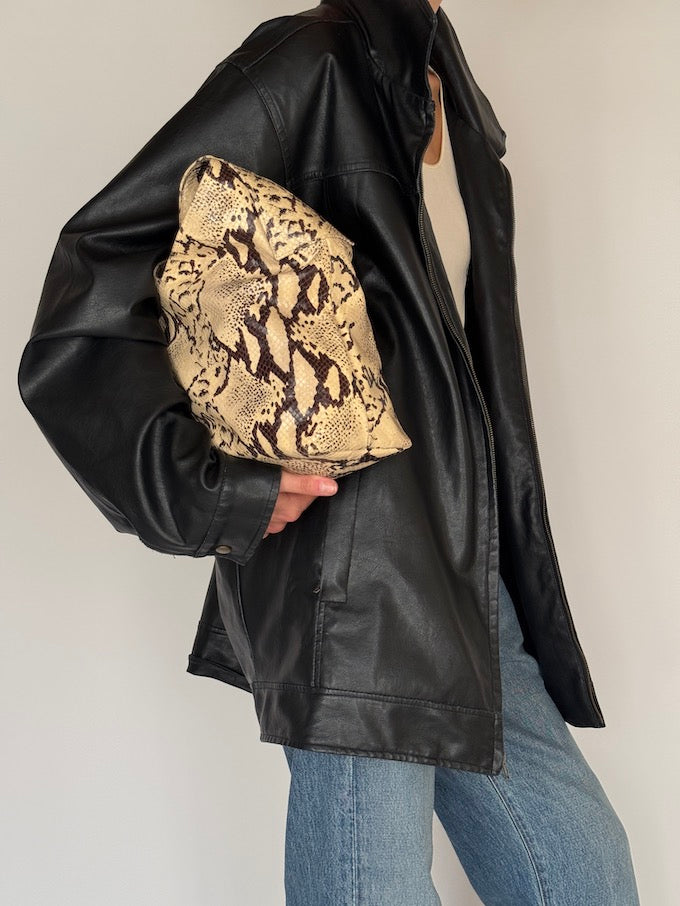 Vintage Oversized Leather Jacket Black 6585