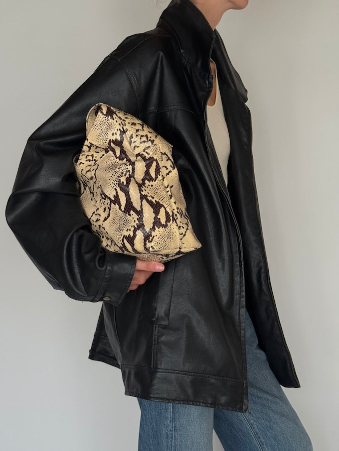 Vintage Oversized Leather Jacket Black 6585