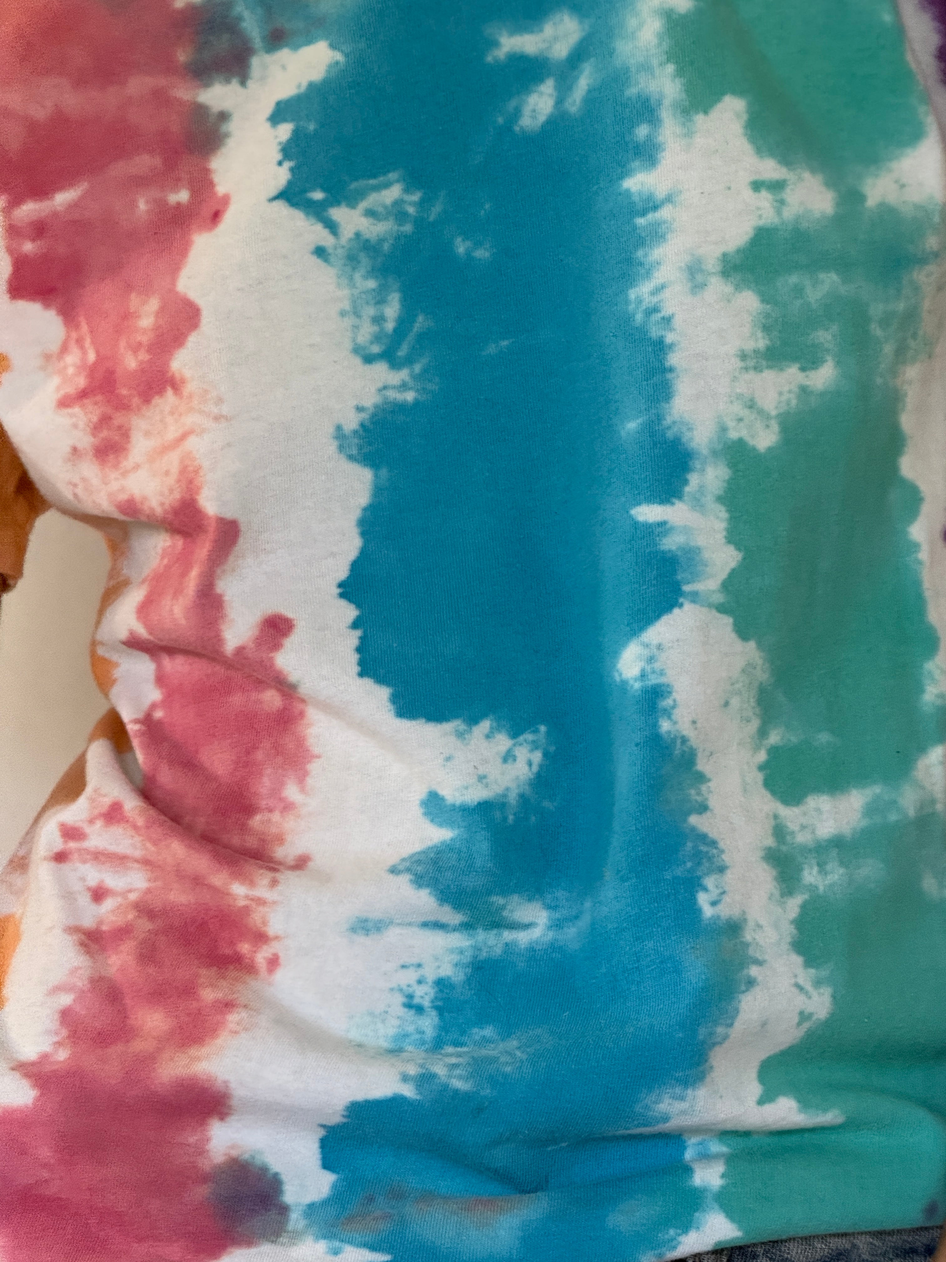 VINTAGE TIE-DYE T-SHIRT IN BLUE, PINK, GREEN & WHITE