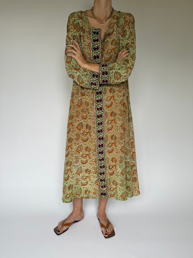 Vintage Paisley Kaftan Dress