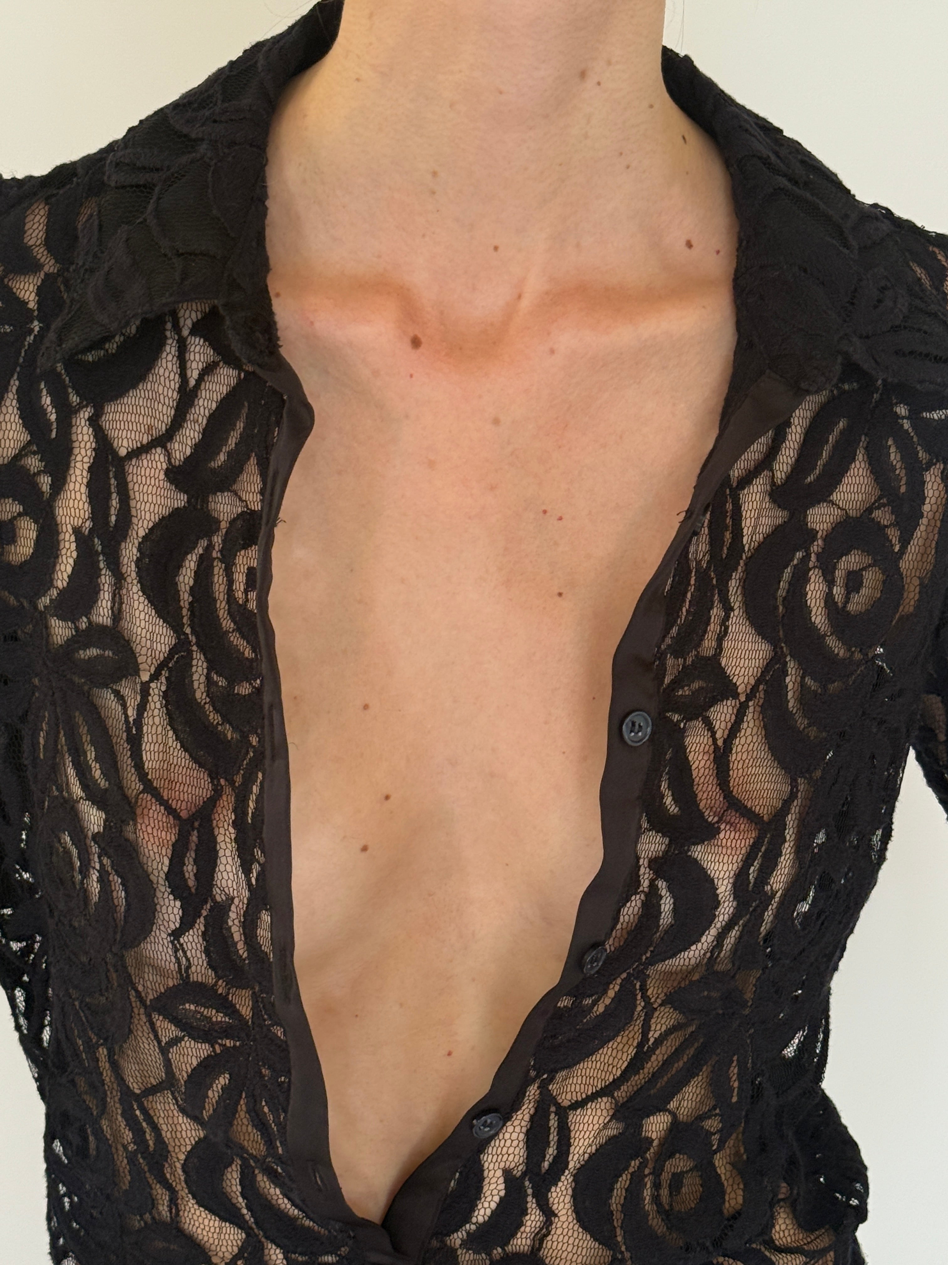 Vintage floral lace blouse close-up detail