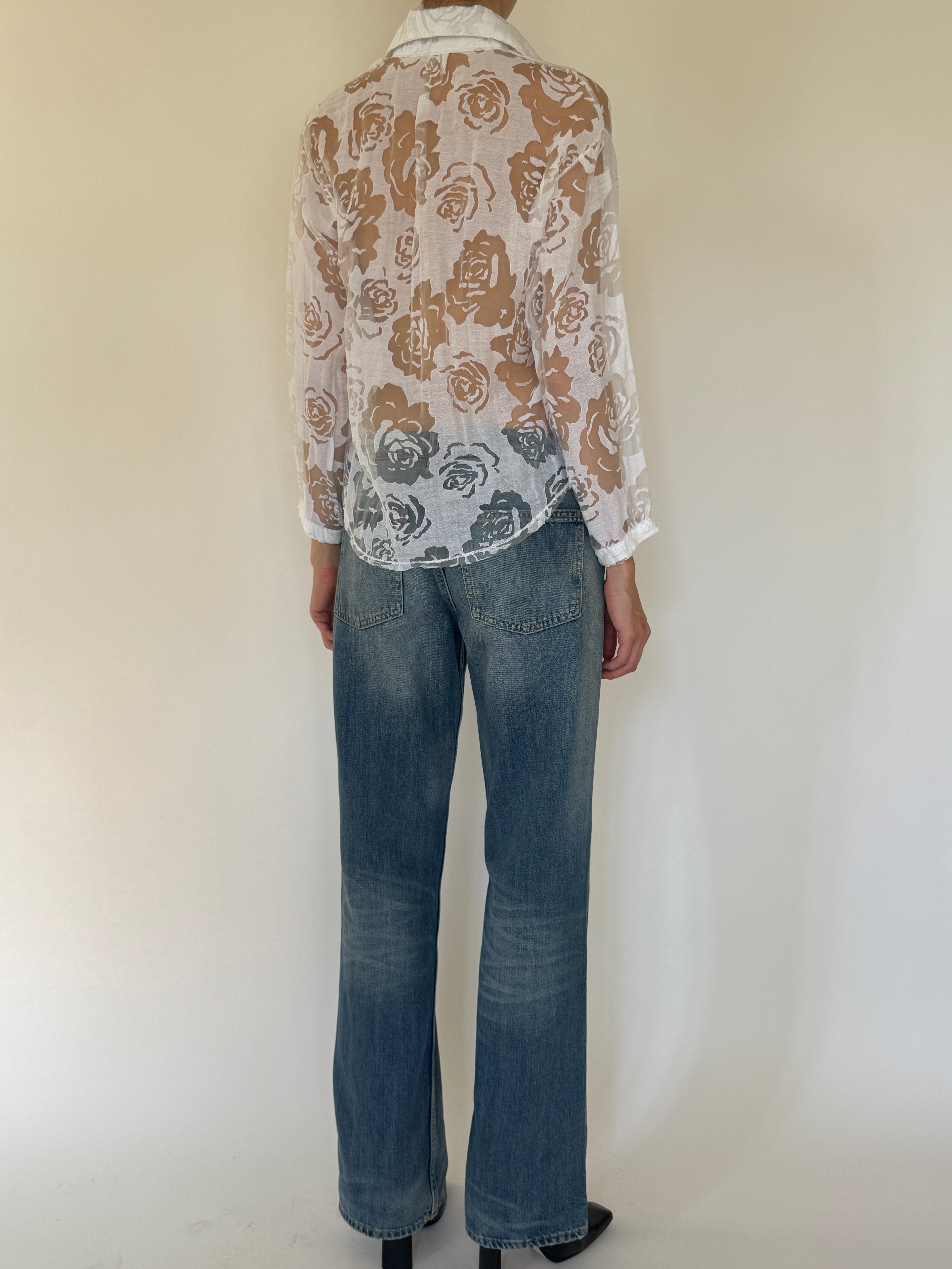 Vintage sheer rose shirt back view