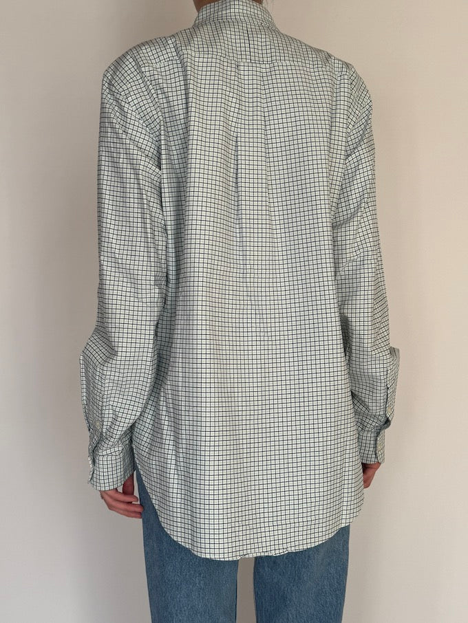 Vintage Ralph Lauren Checked Cotton Shirt Green, Blue & Navy 6444
