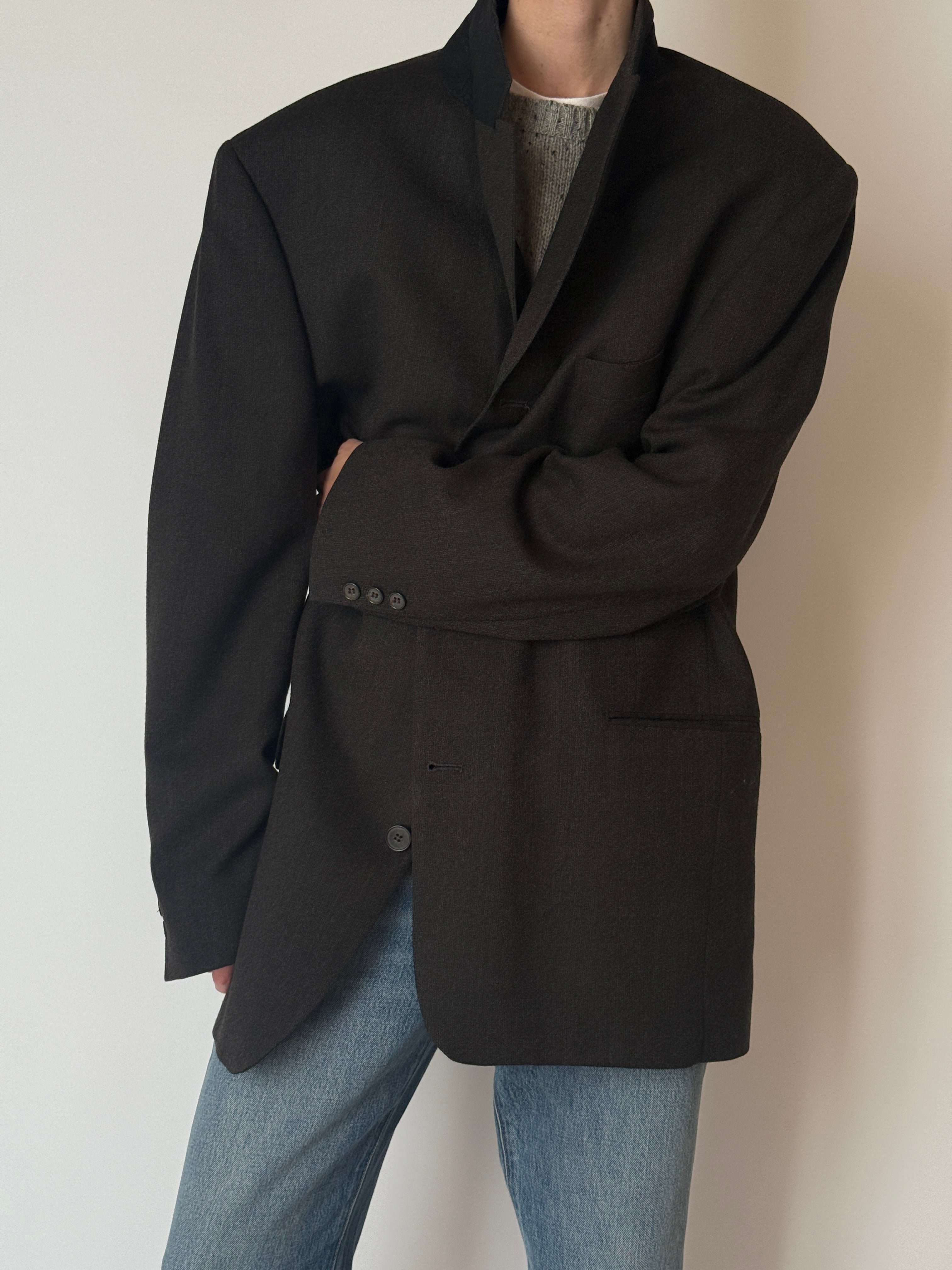 Vintage blazer pocket detail charcoal