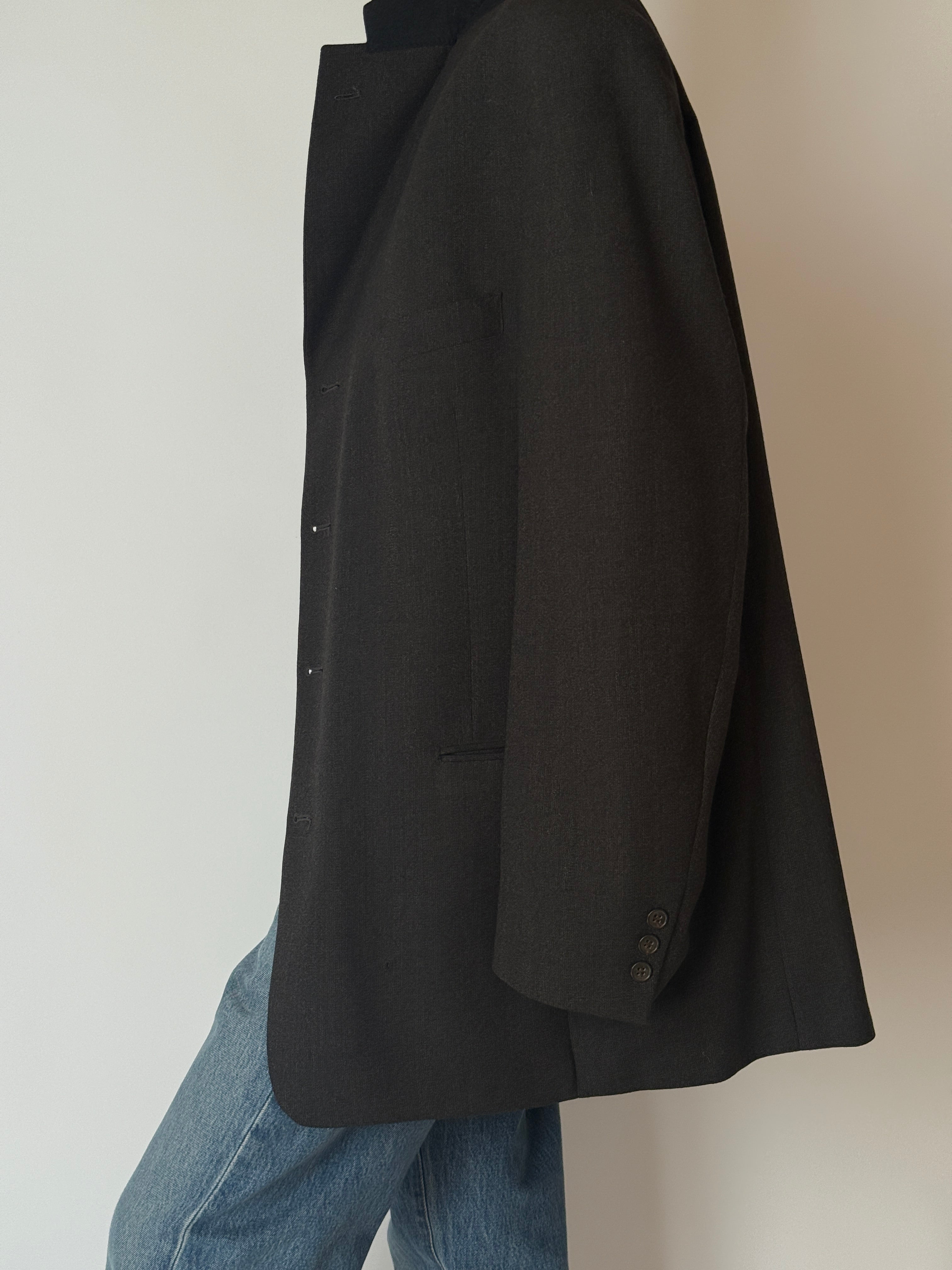 Vintage charcoal blazer side view