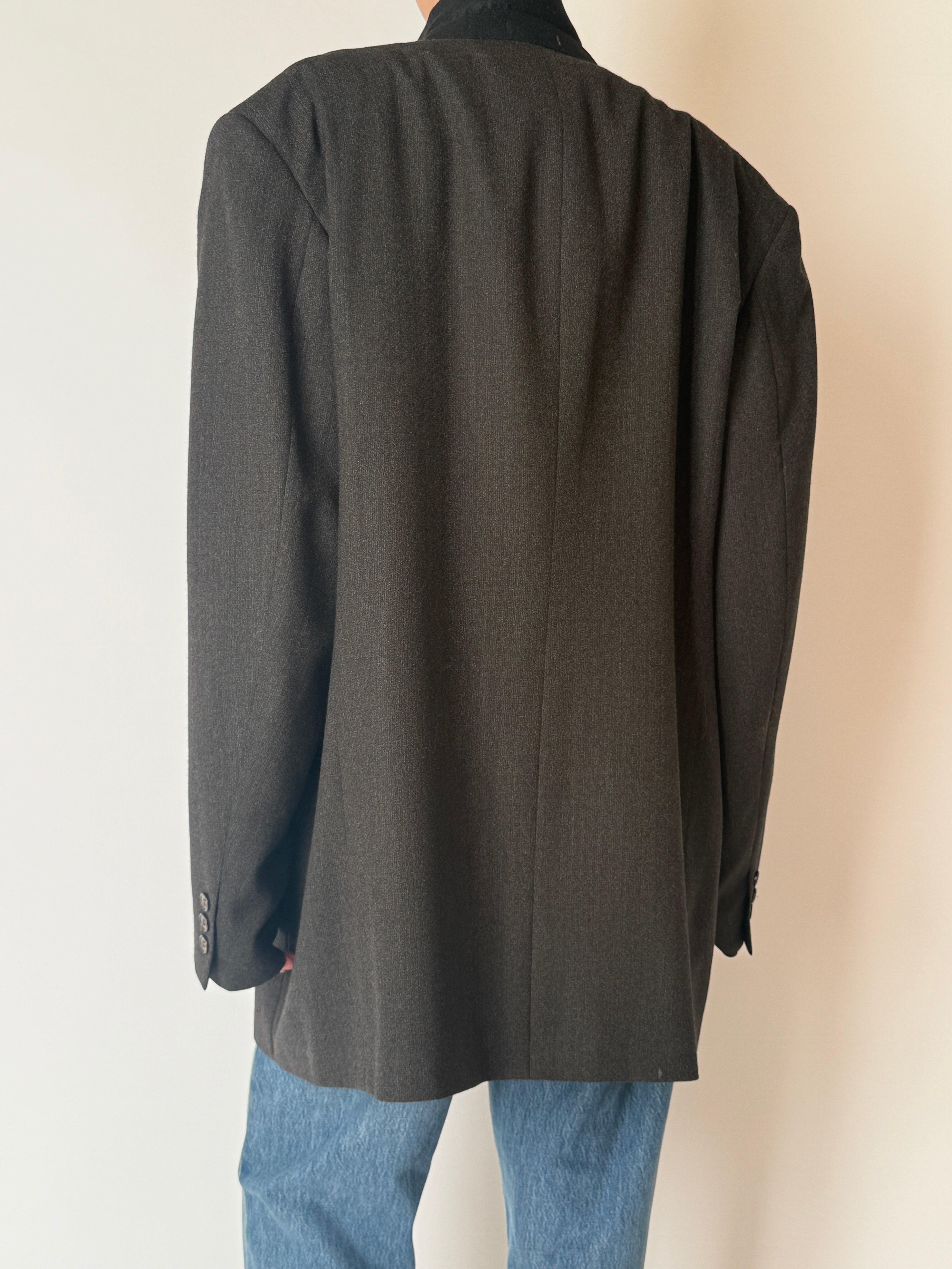 Vintage charcoal blazer back view