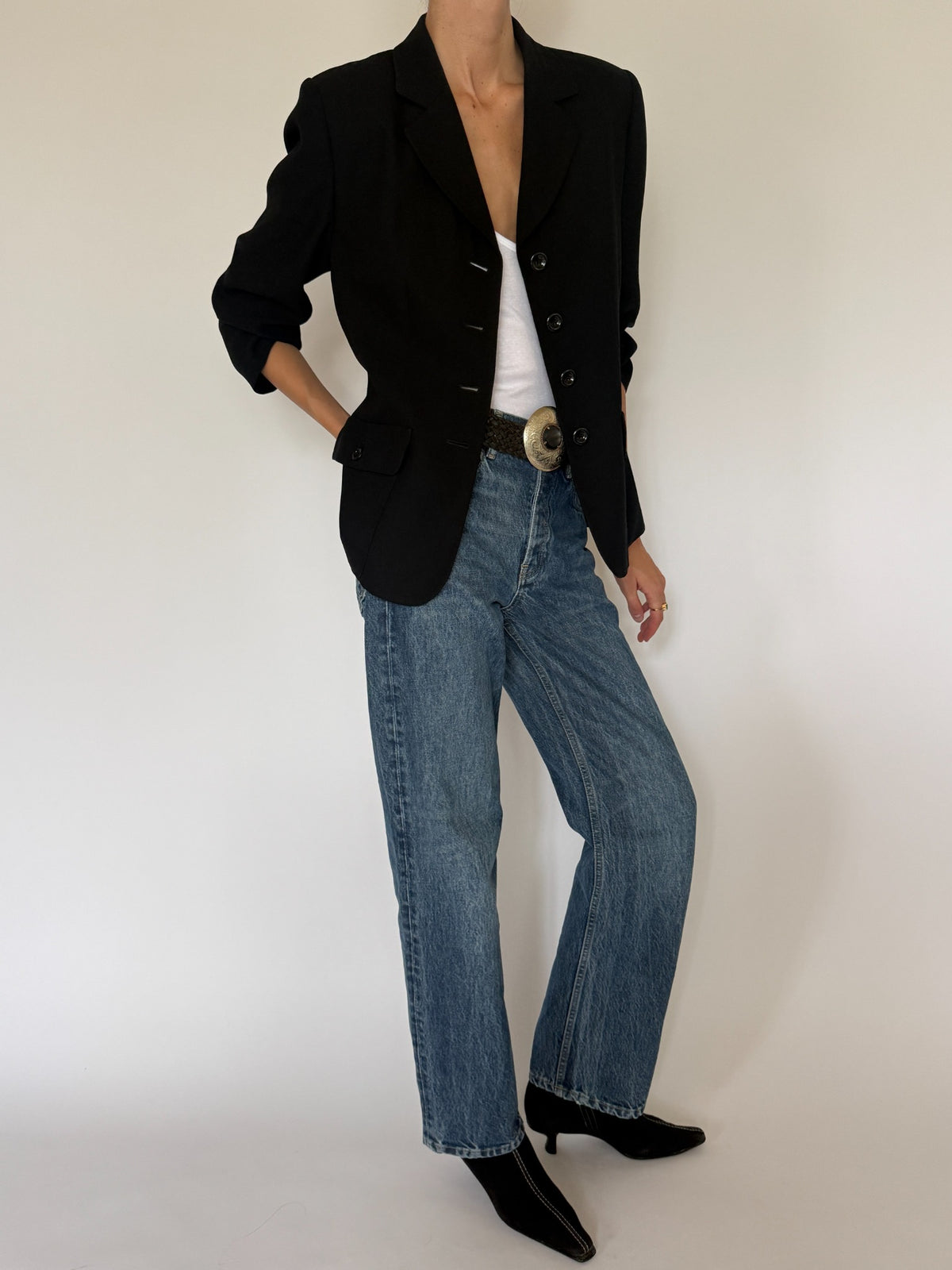 Vintage black tailored blazer final angle