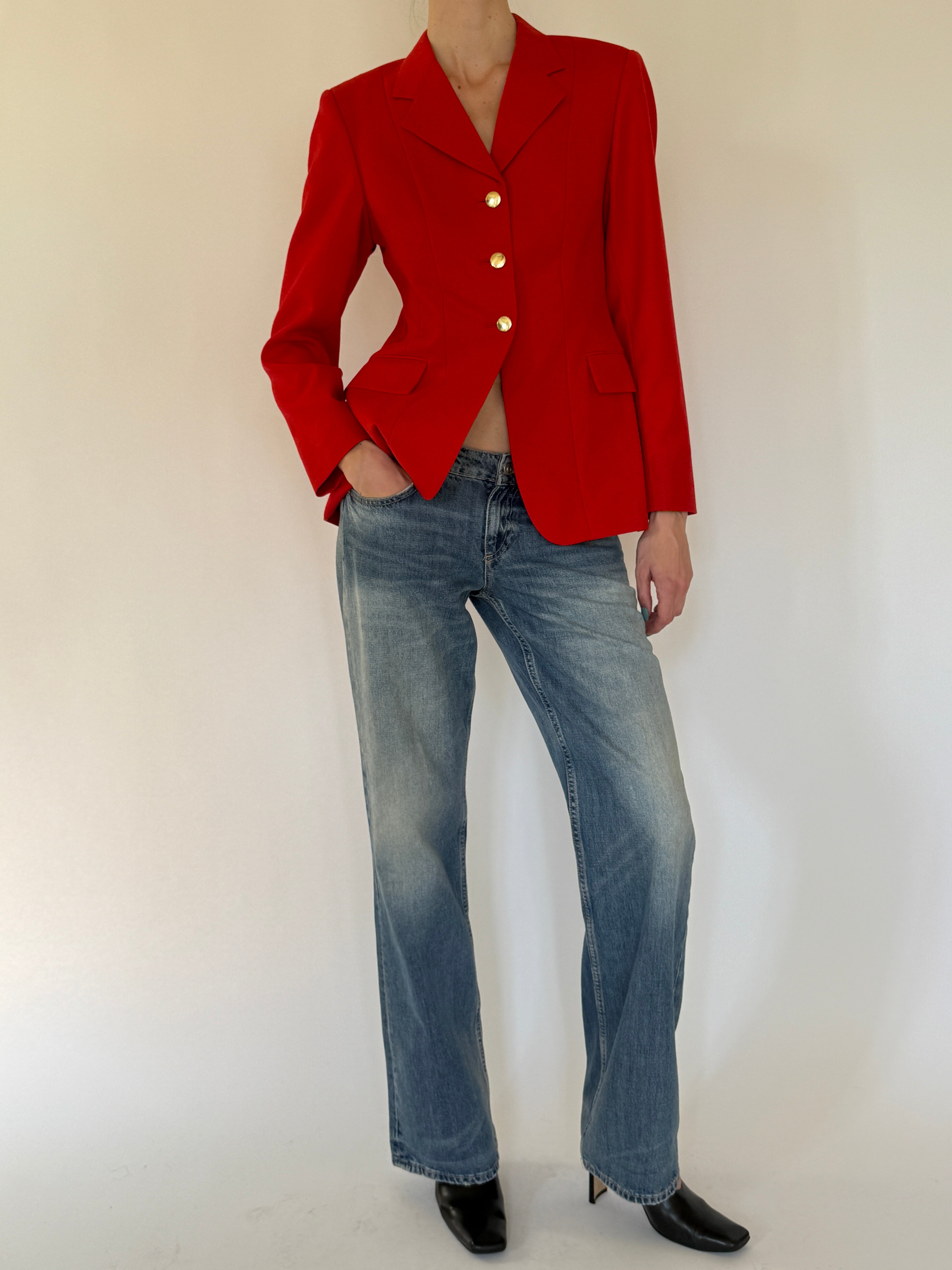 Vintage red wool blazer front view