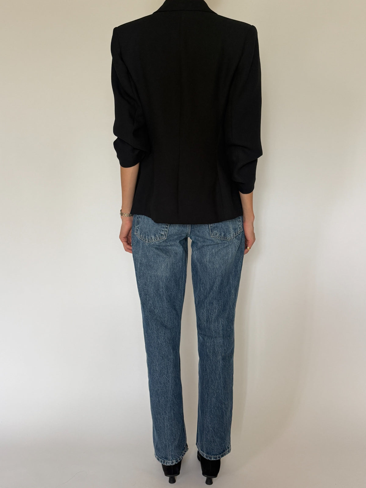 Vintage black tailored blazer back view