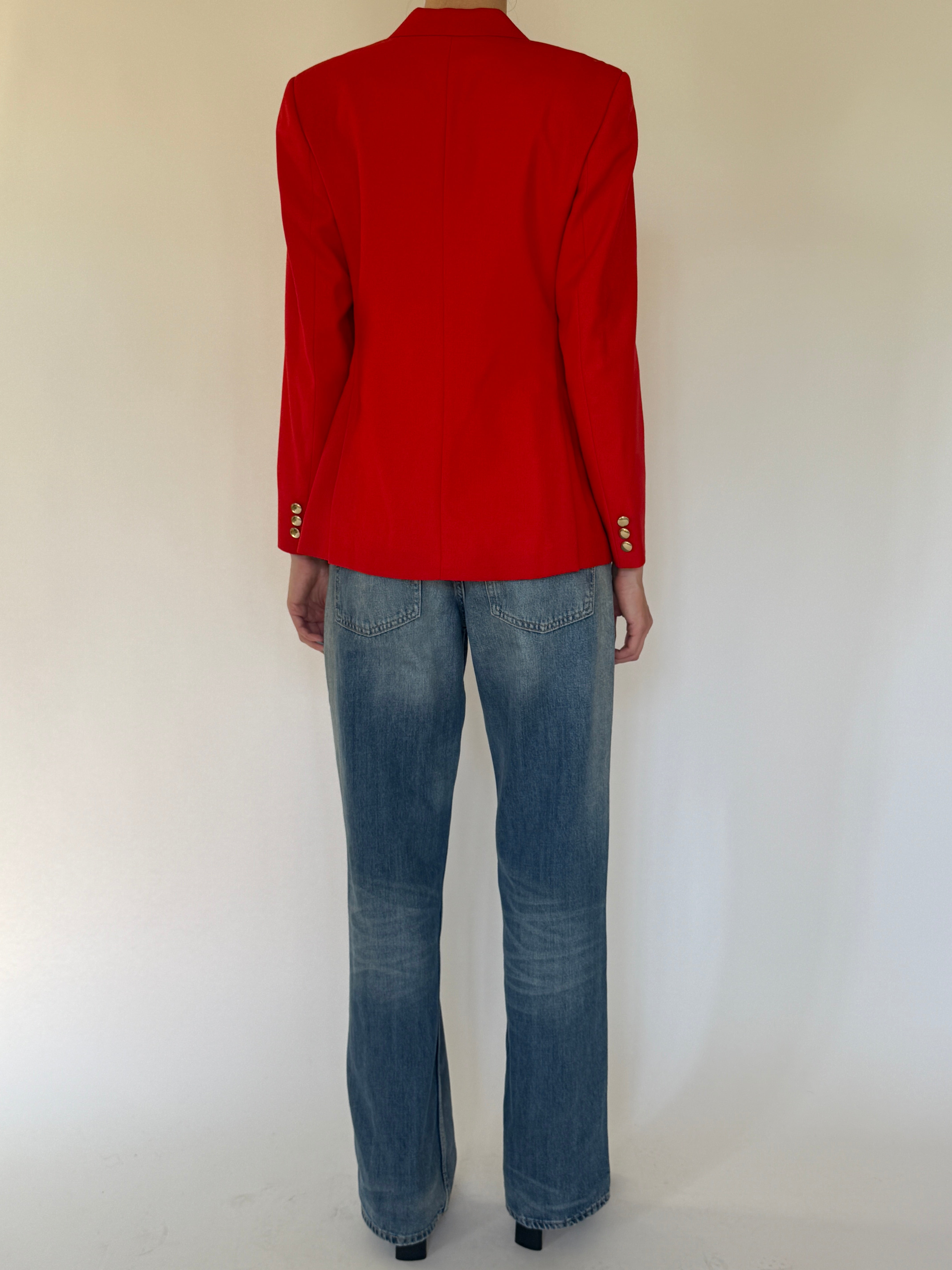 Vintage red wool blazer back view