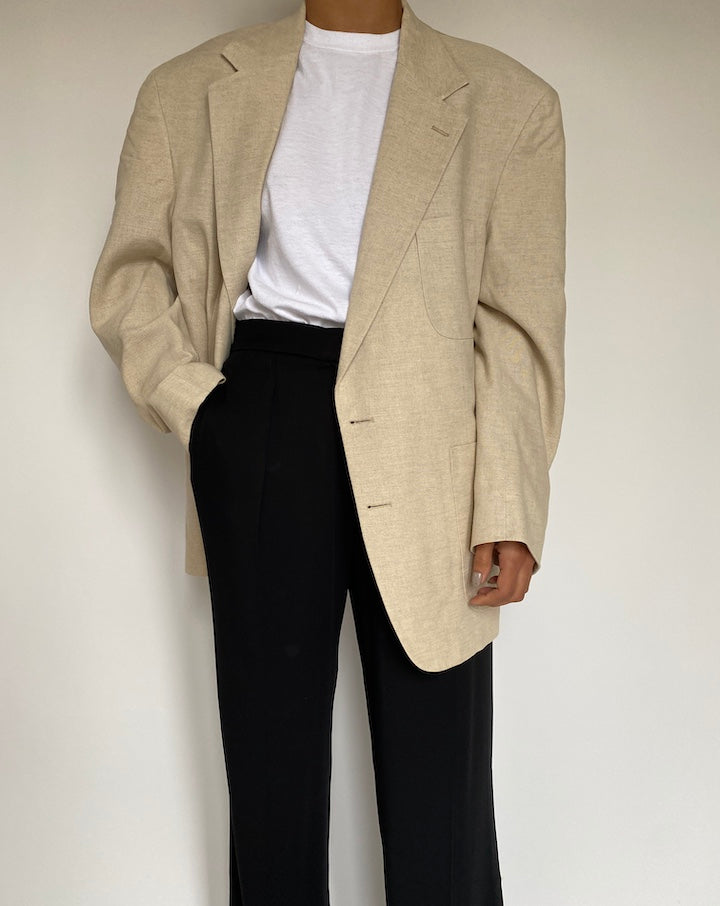 VINTAGE OVERSIZED SINGLE BREASTED BEIGE BLAZER 2171