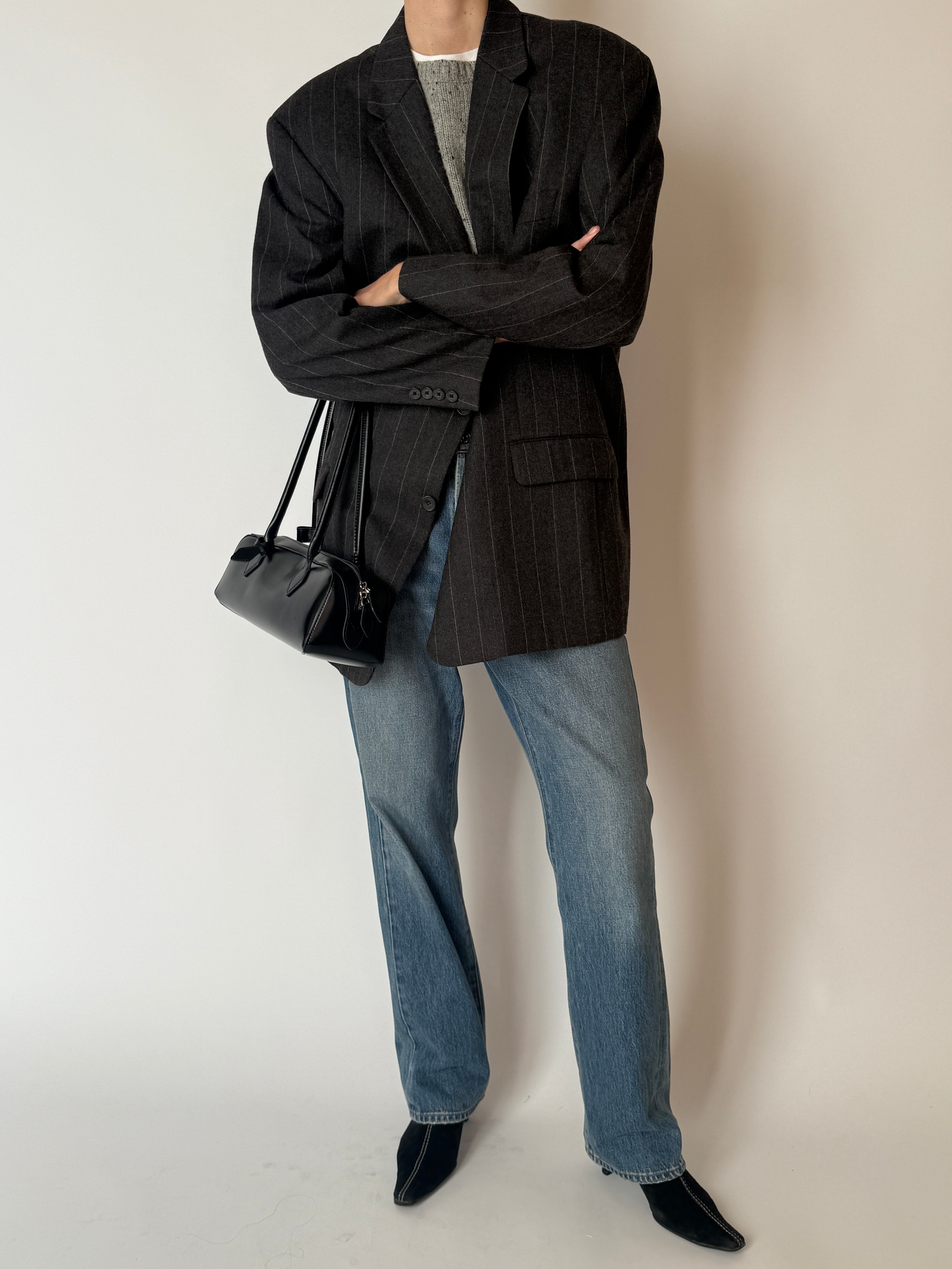 Vintage Calvin Klein pinstripe blazer front view