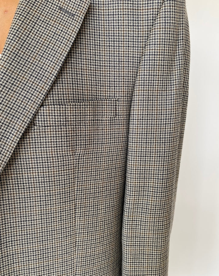 VINTAGE OVERSIZED SILK AND WOOL HOUNDSTOOTH BLAZER 3280