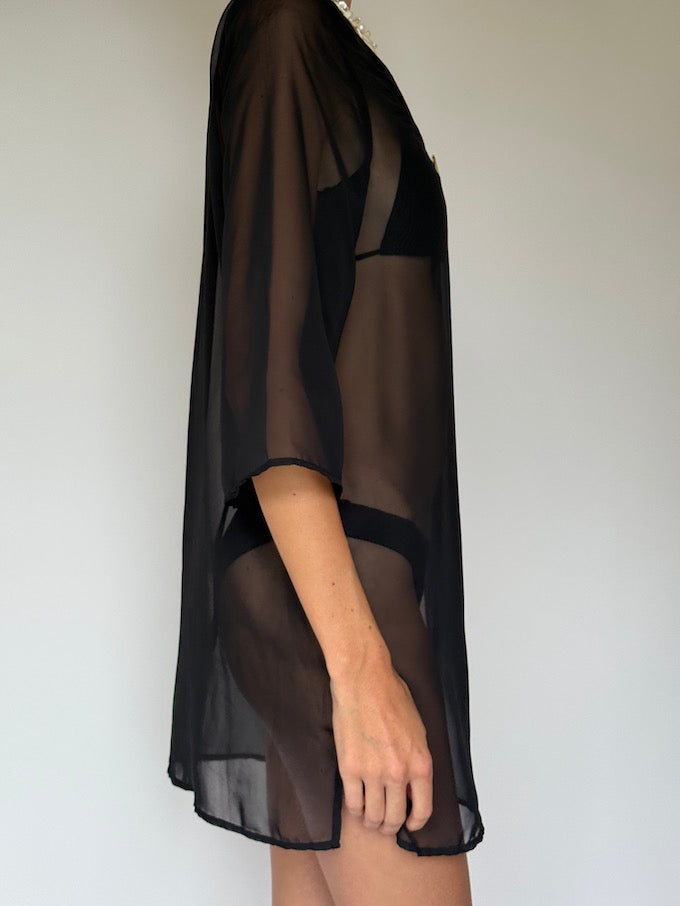 Vintage Sheer Black Swim Cover-Up 6422