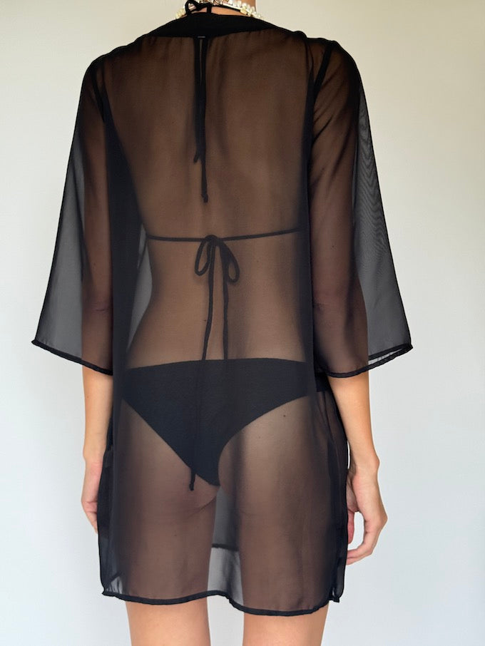 Vintage Sheer Black Swim Cover-Up 6422