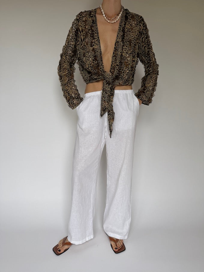 VINTAGE SHEER SILK ANIMAL PRINTED BLOUSE