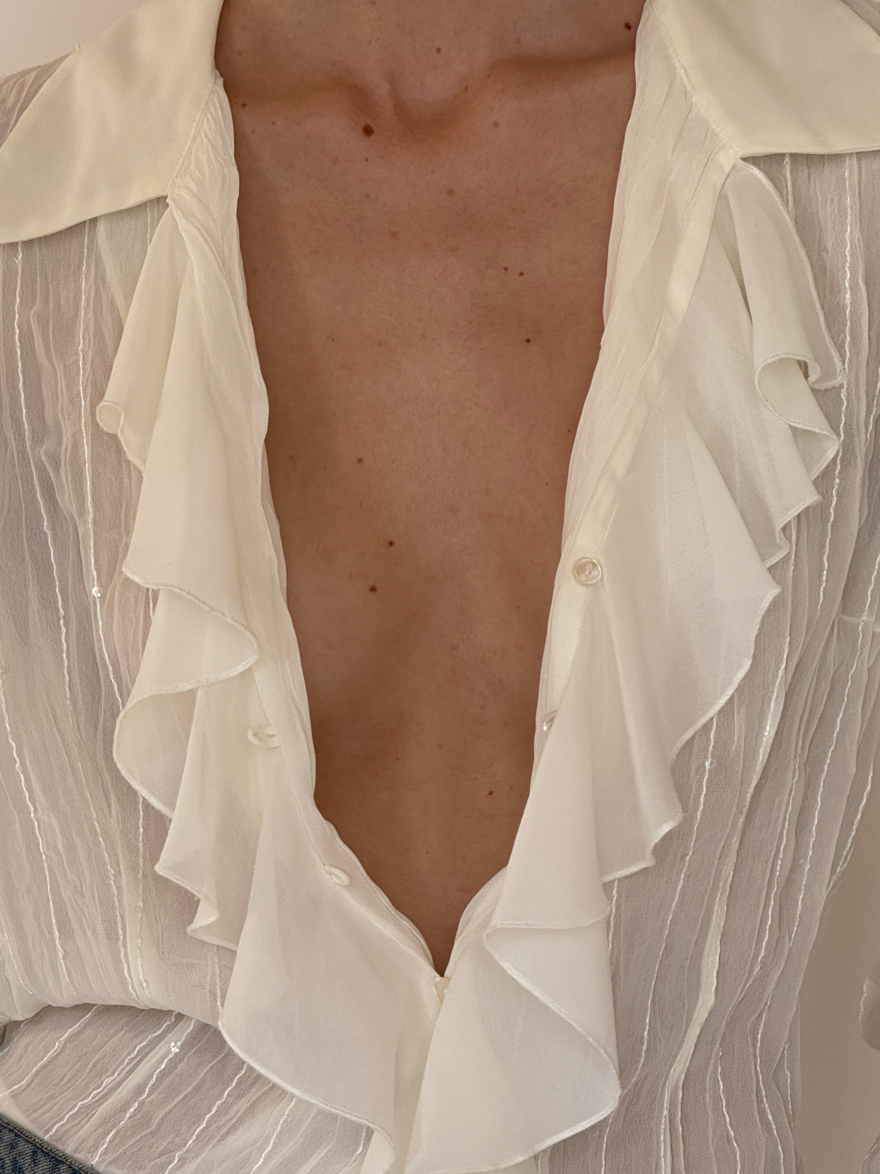 Vintage lightweight chiffon ruffle blouse