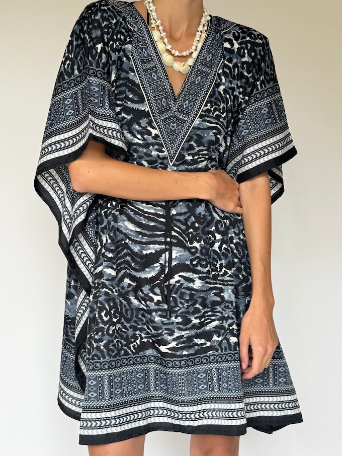 Vintage Printed Kaftan Dress/Beach Cover-up 6436